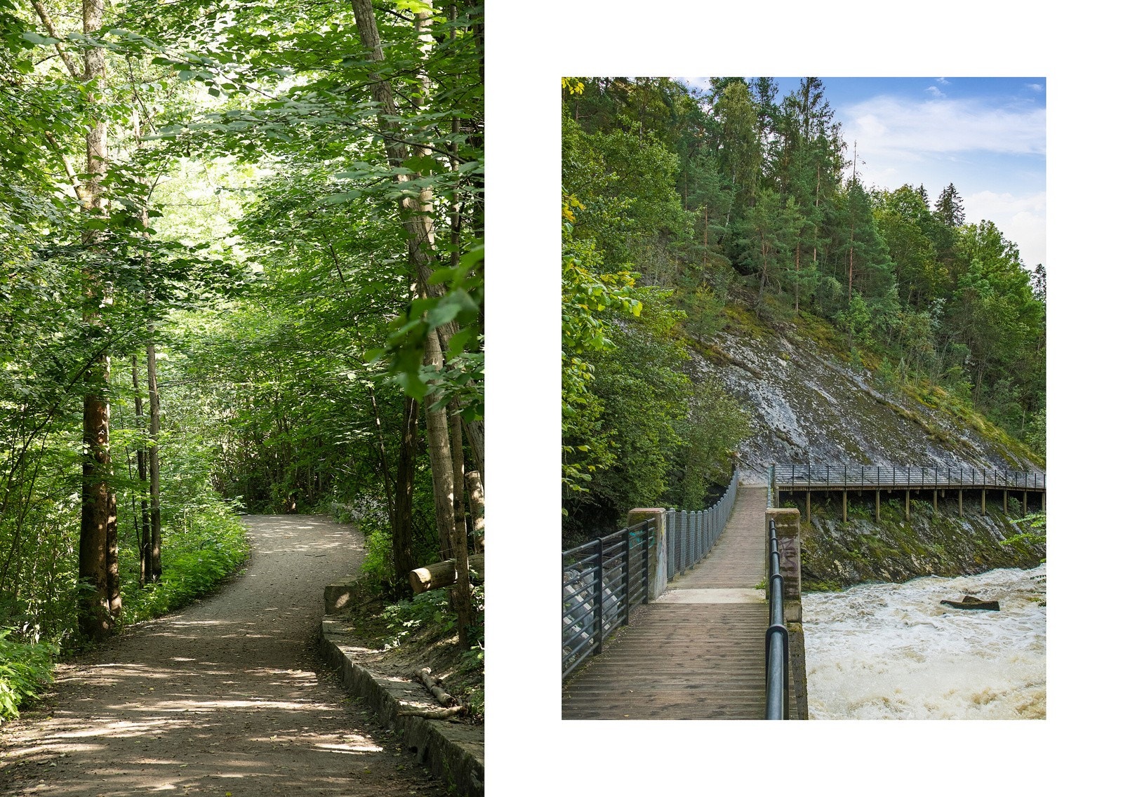Alnaelven har idyllisk tursti langs elvebredden i retning sentrum eller Østmarka hvor man har utallige turmuligheter både sommer og vinter Galleribilde