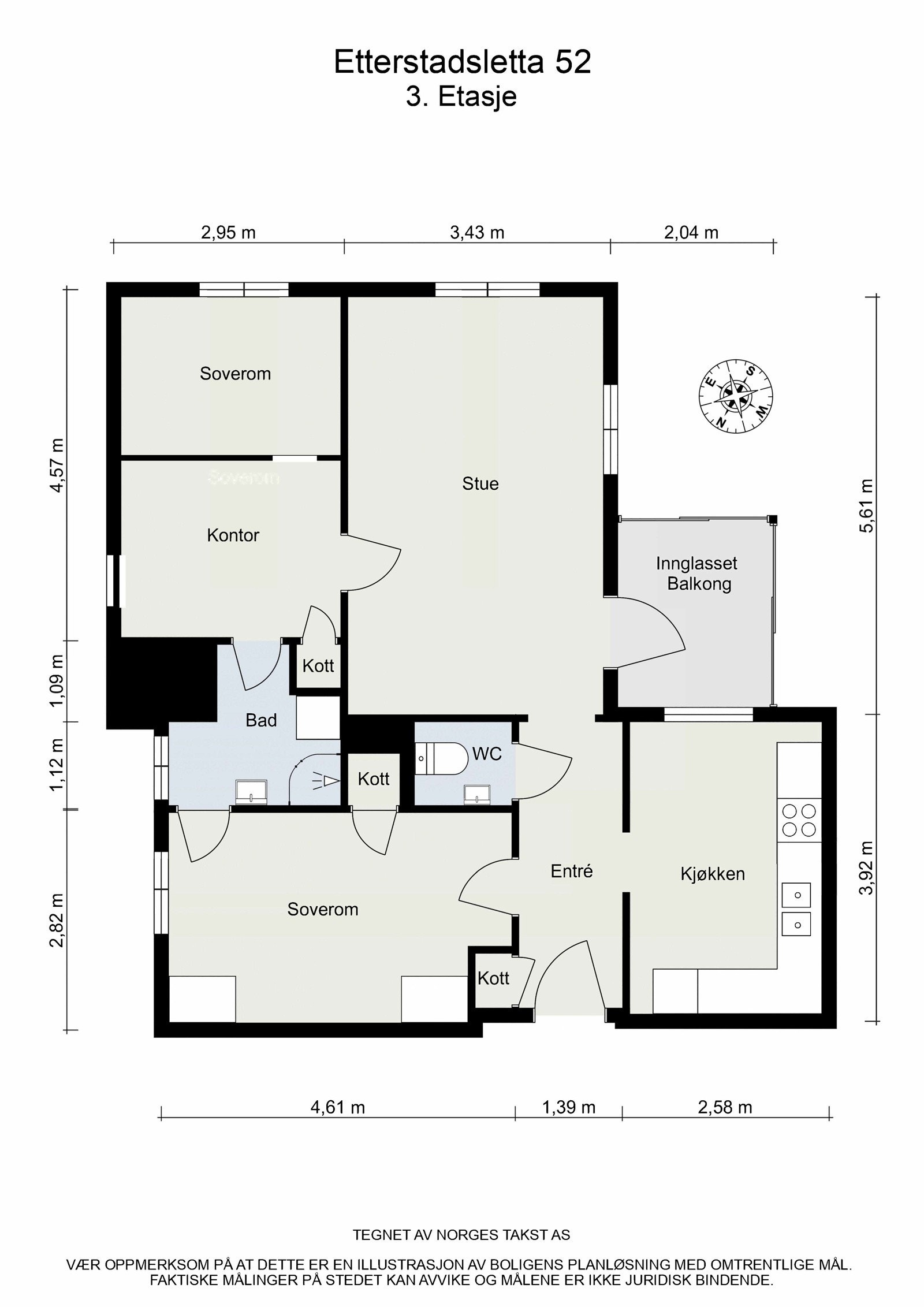 Alernativ planskisse - 2 soverom Galleribilde