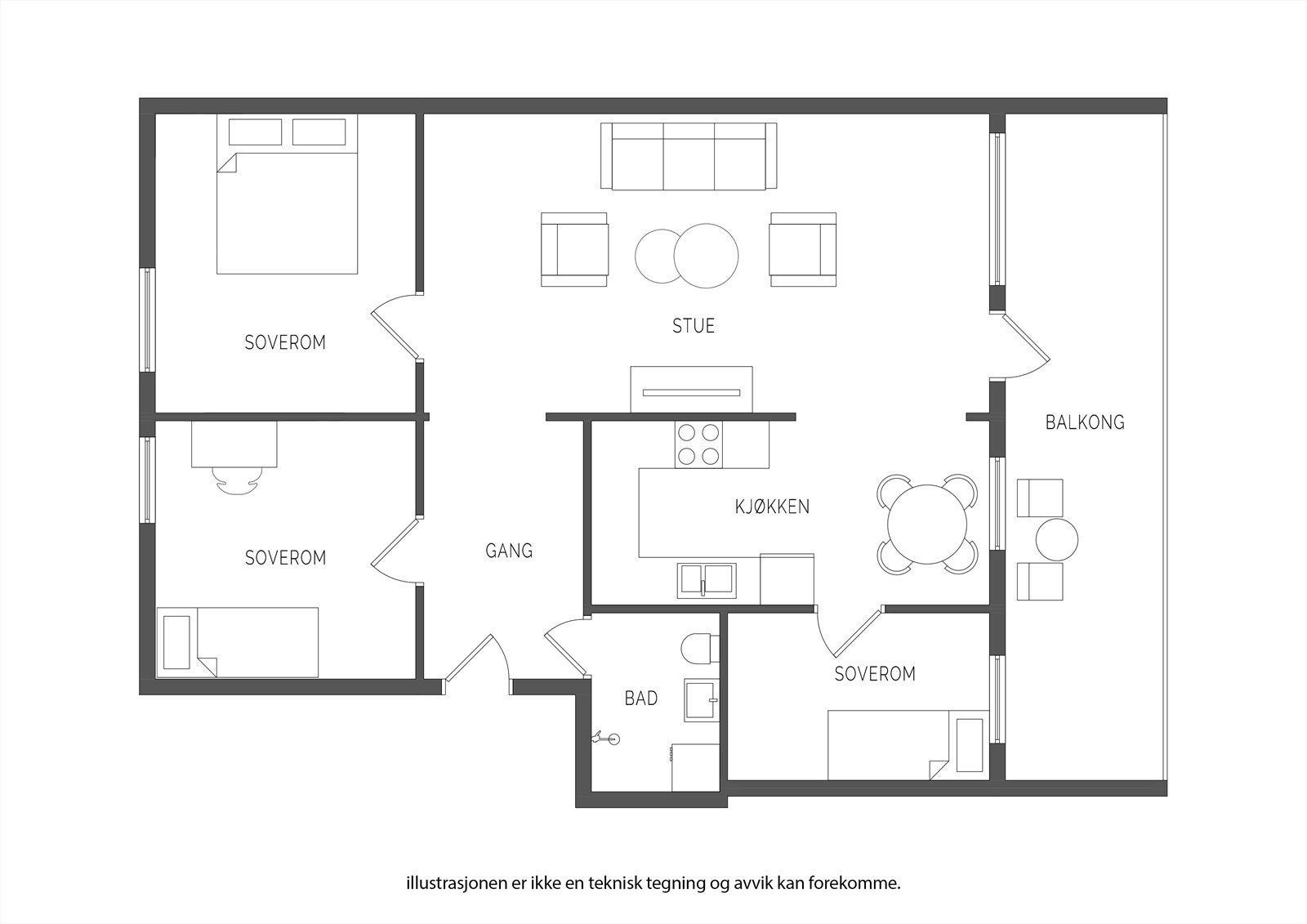Martin Linges vei 21 - 3. Etasje planskisse. Galleribilde
