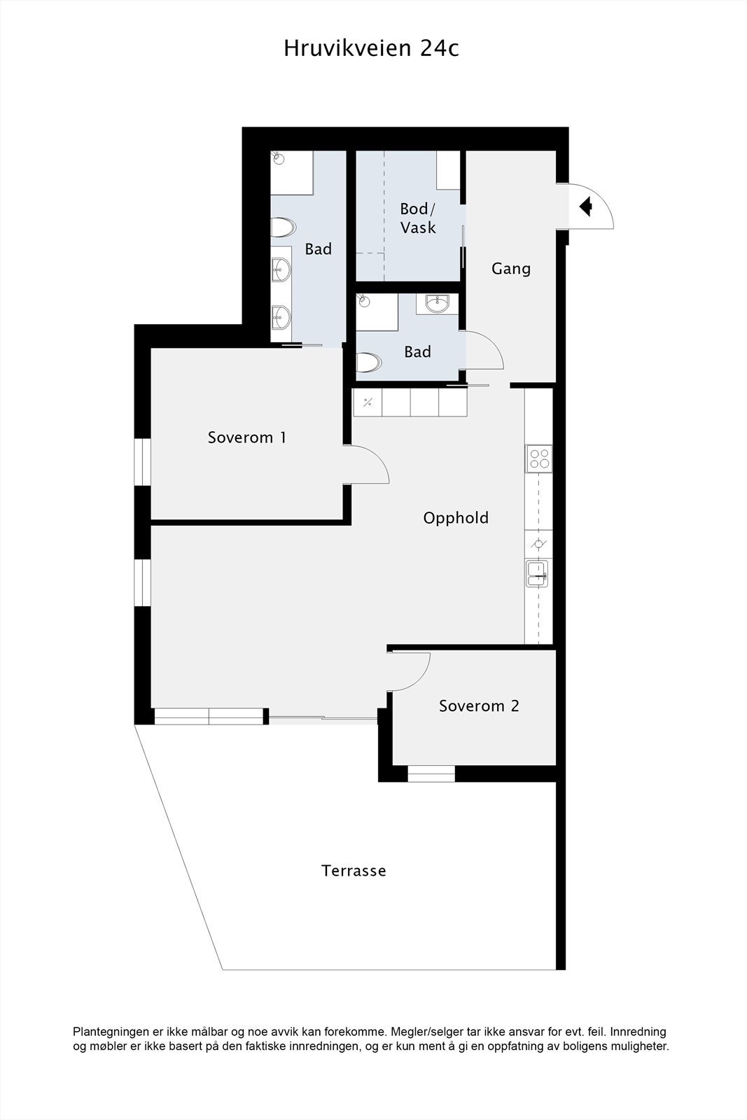 Plantegning 1.etasje. Det er også ekstern bod på 6m2 og p-plass til leiligheten med installert el-bil lader Galleribilde