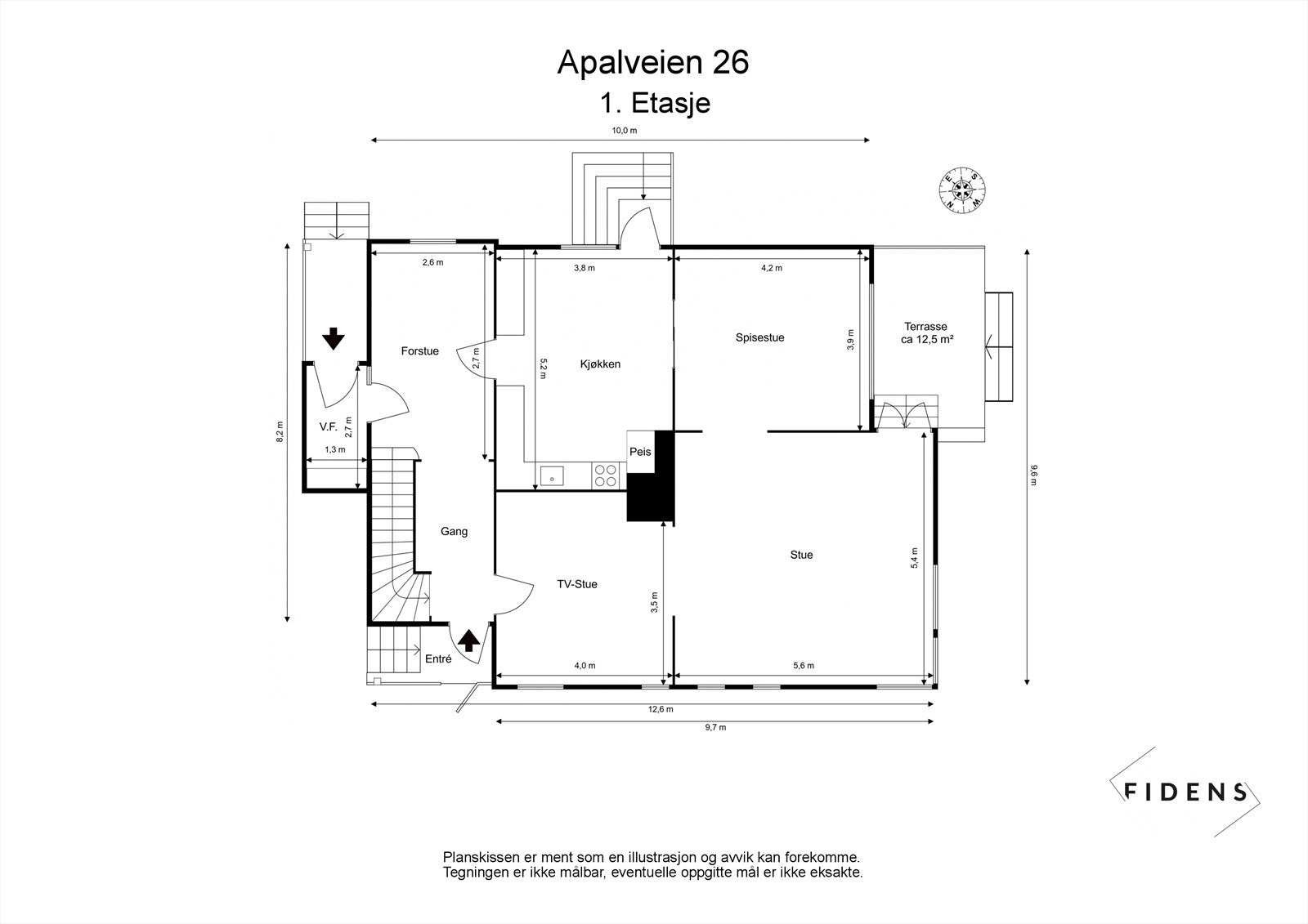 Arealeffektivt planløsning over 3 plan og flere soner Galleribilde
