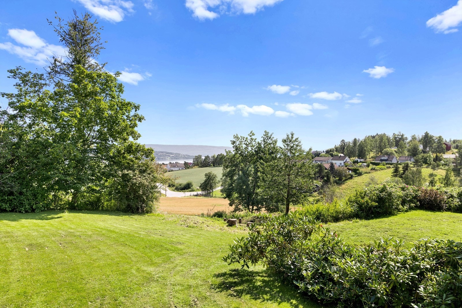 Fra terrasse og hage er det fin utsikt mot Tyrifjorden og sentrum. Galleribilde