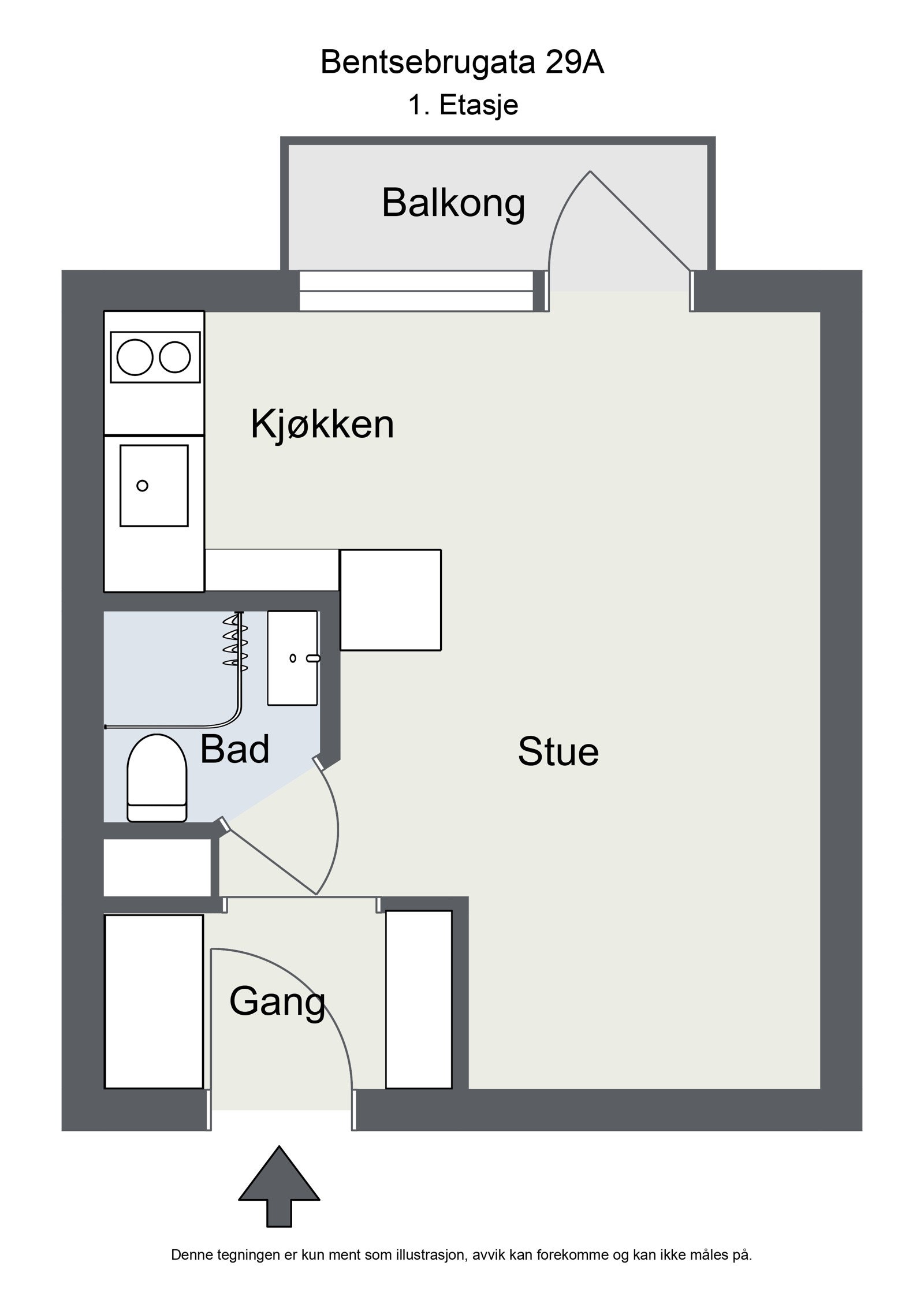 Leiligheten disponerer en bod på 4m2. Galleribilde