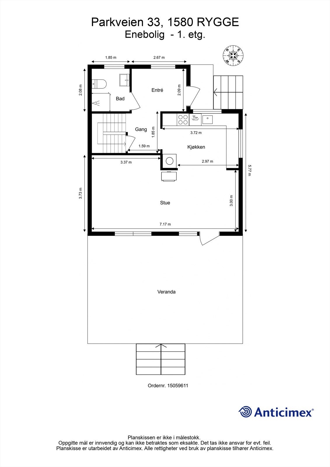 Plantegning 1.etg - veiledende og ikke målbar. Galleribilde