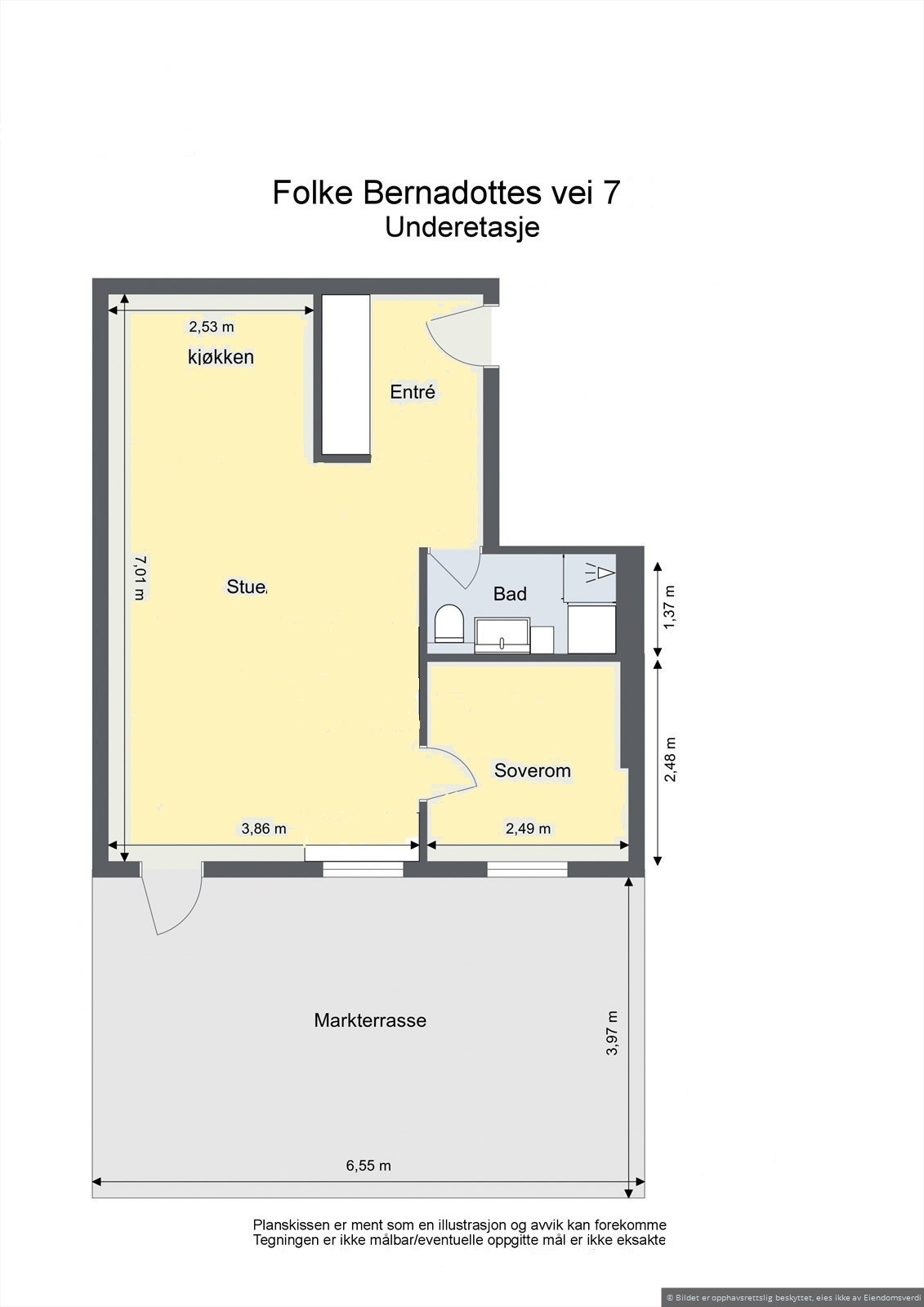 Planskisse. Angitte mål er kun for illustrasjon og avvik vil forekomme. Galleribilde