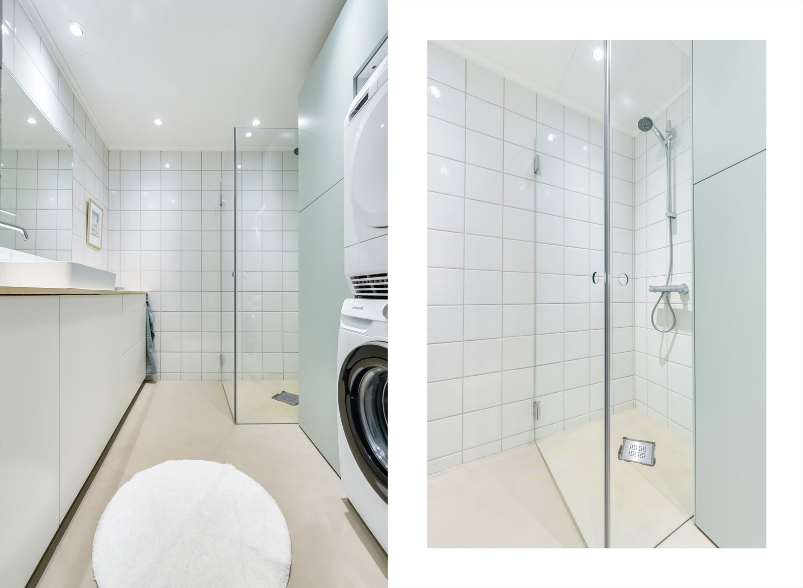 Mikrosement i gulv som har en reklamasjon i forbindelse med sluket og skal byttes av Zenzorama Galleribilde