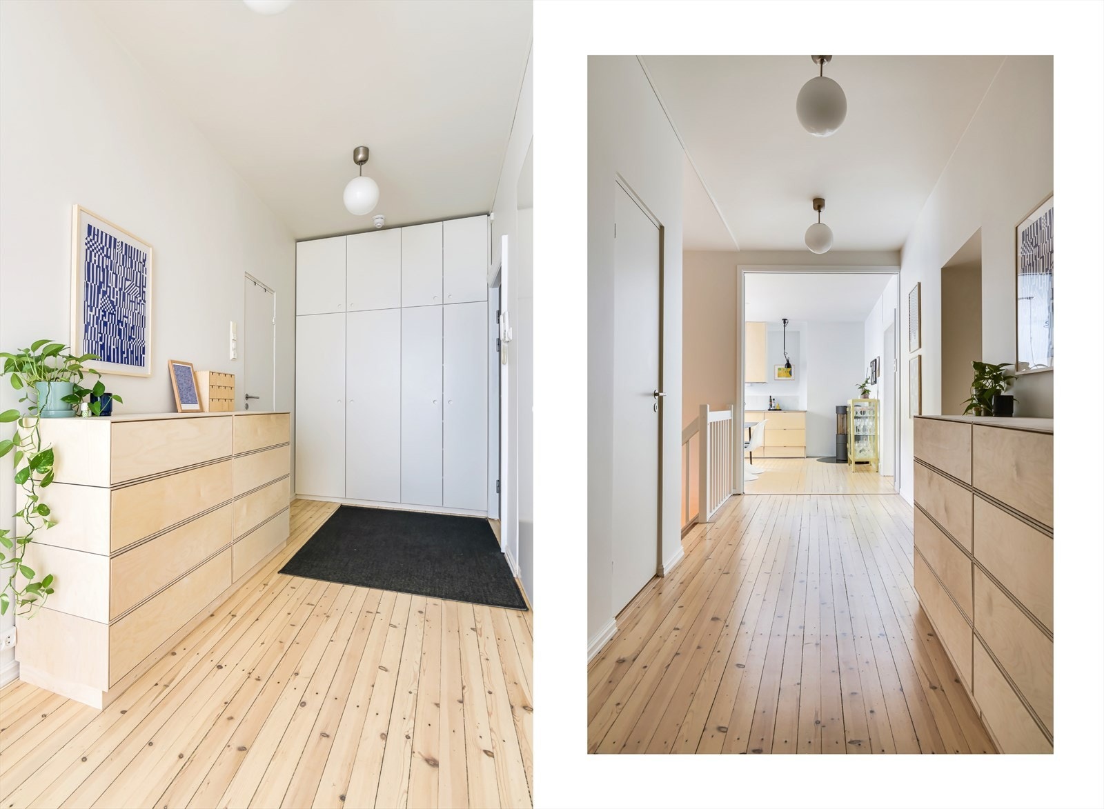 Gangen er romslig med flott snekkerbygd garderobeskap fra 2024. Galleribilde