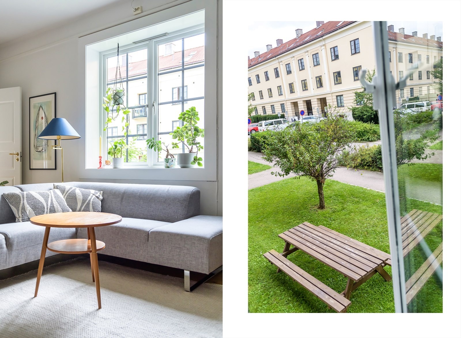 Denne siden av leiligheten vender ut mot felles gårdsrom i Søylegården Galleribilde