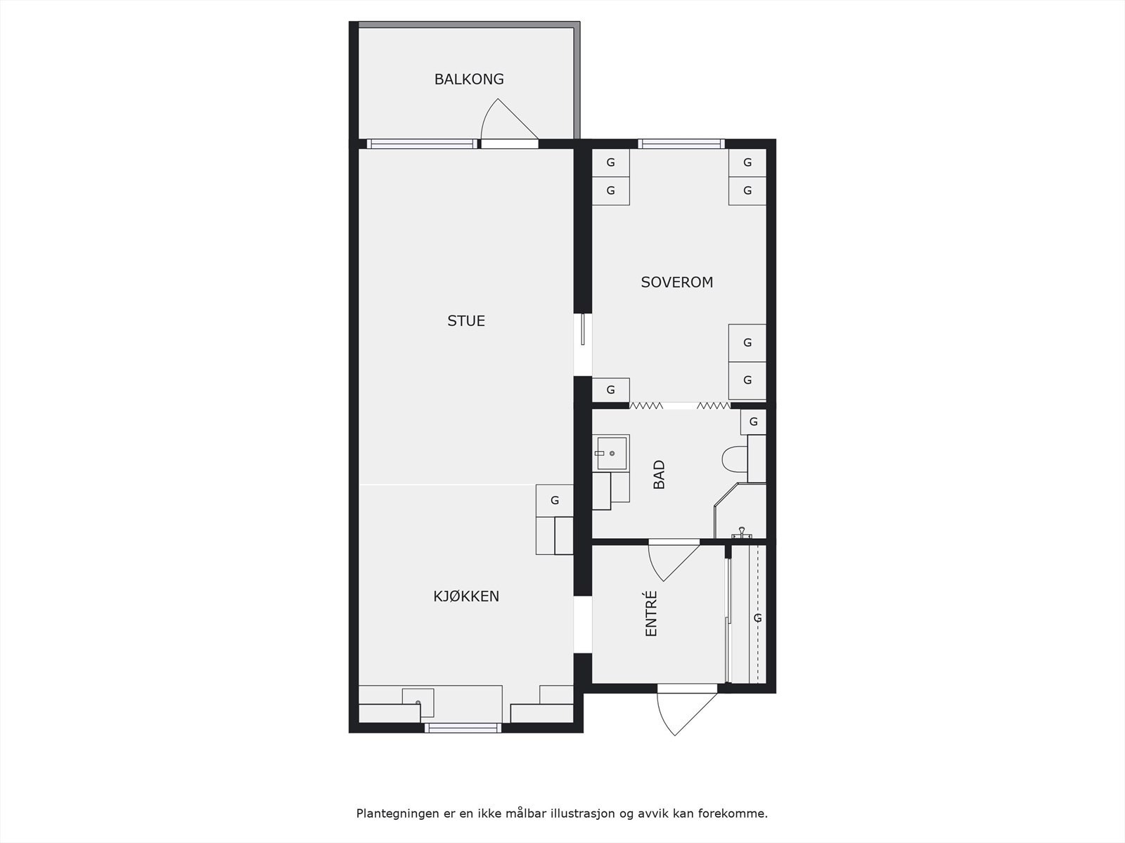 Plantegning 2. etasje. I tillegg disponerer leiligheten en kjellerbod på ca. 5m². Heis i bygget. Galleribilde