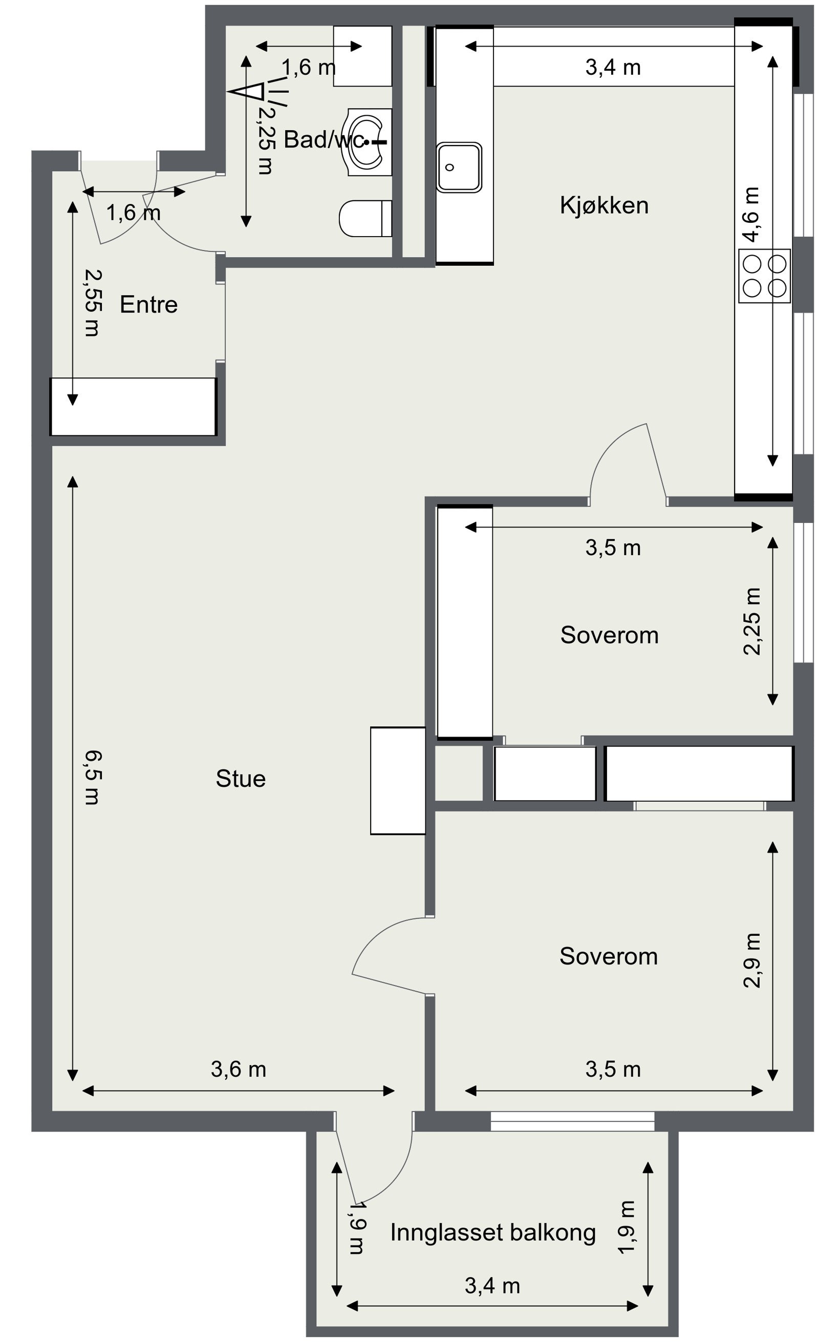 Skisse med mål. Galleribilde