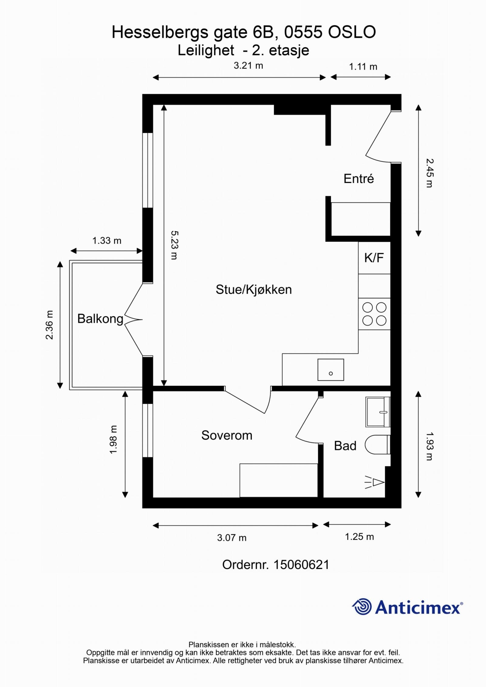 Dagens planløsning av leiligheten. Kom på visning for å planlegge hvordan du skal innrede din nye bolig. Galleribilde