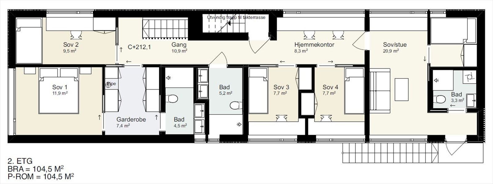 Plantegning 2.etasje fra siste endring Galleribilde
