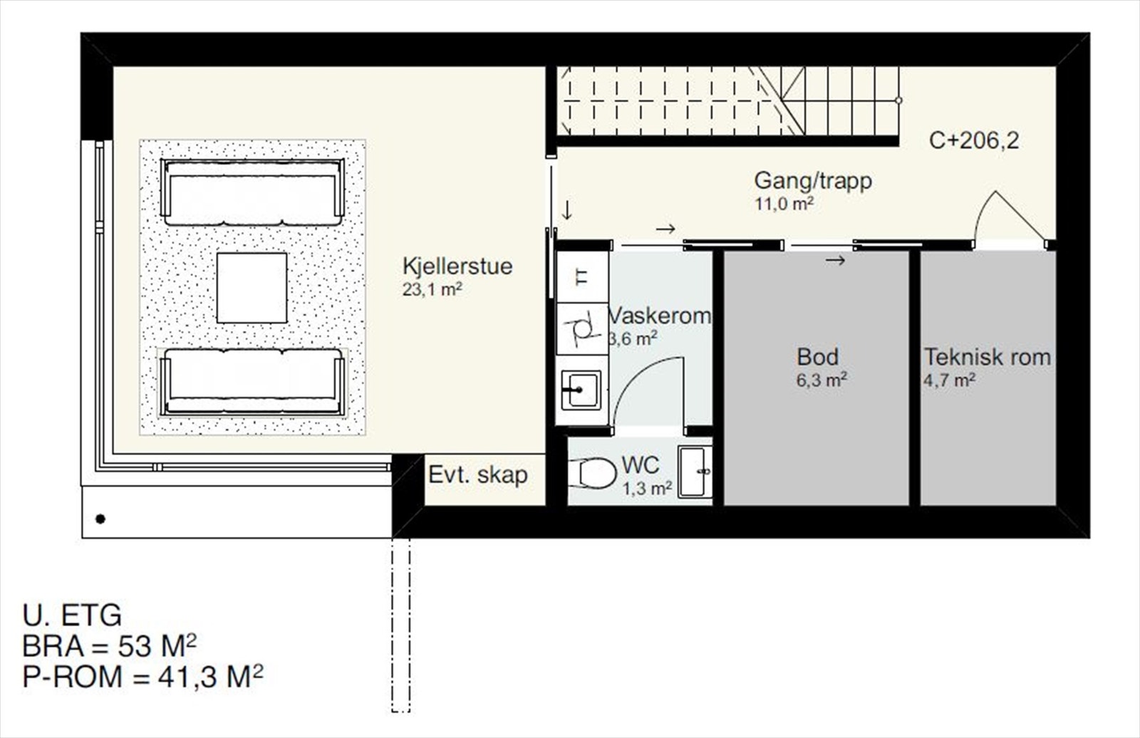 Plantegning underetasje ihht siste endring Galleribilde