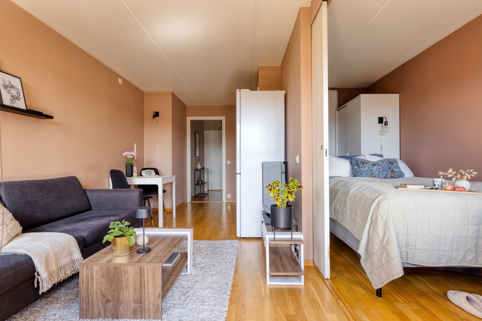 Leiligheten er malt i moderne farger. Galleribilde