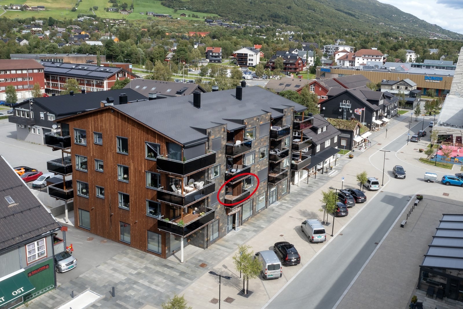 Fasade med markering Galleribilde