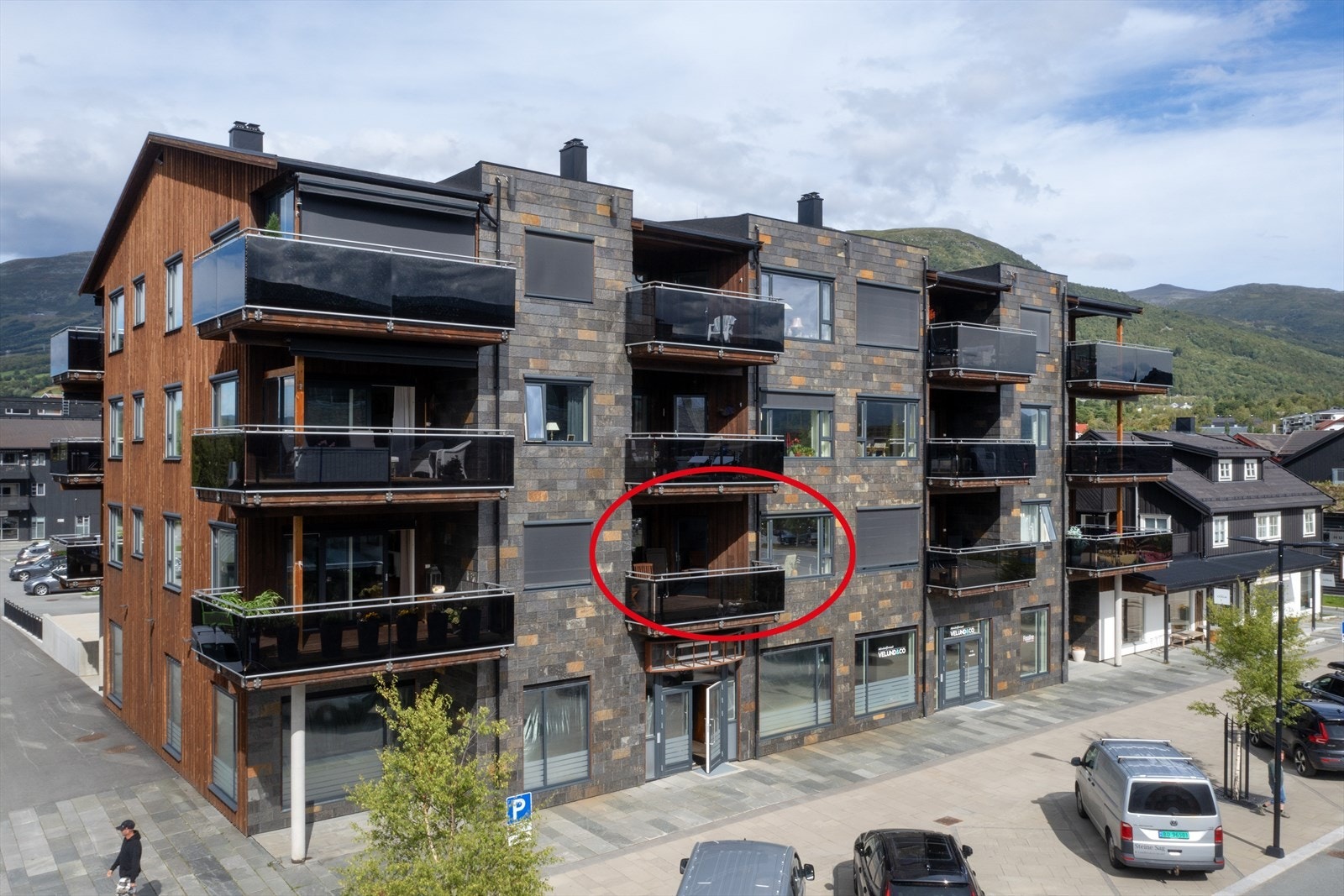 Fasade med markering Galleribilde