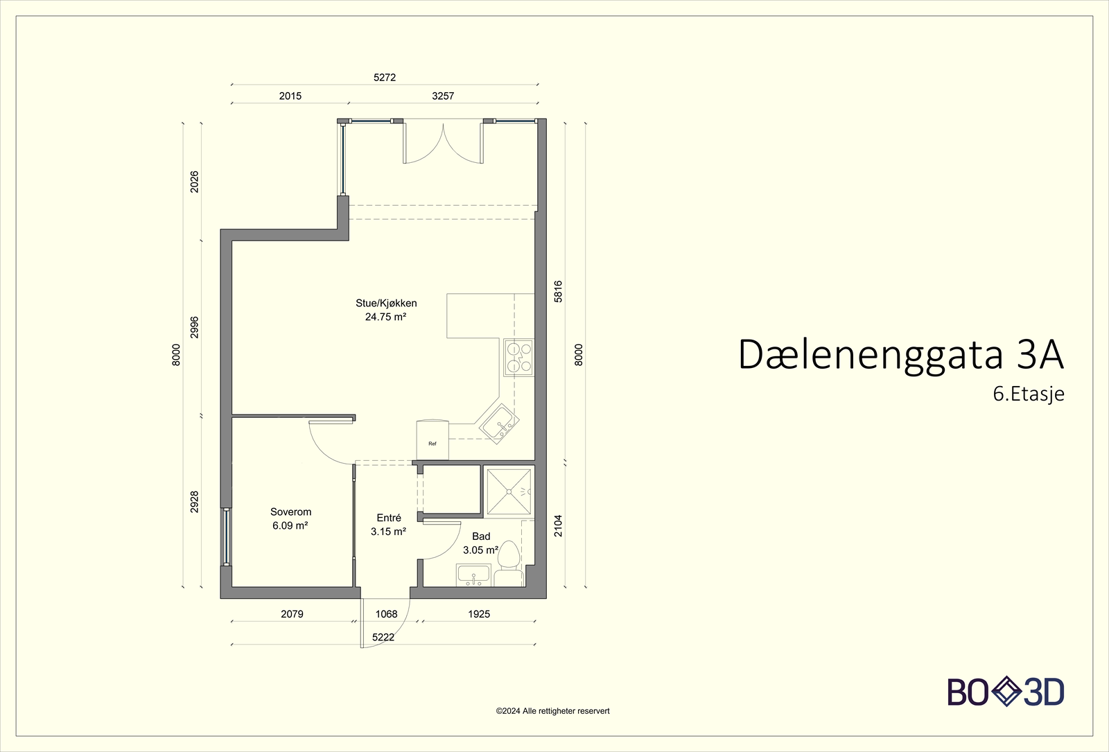 Målsatt plantegning. Galleribilde