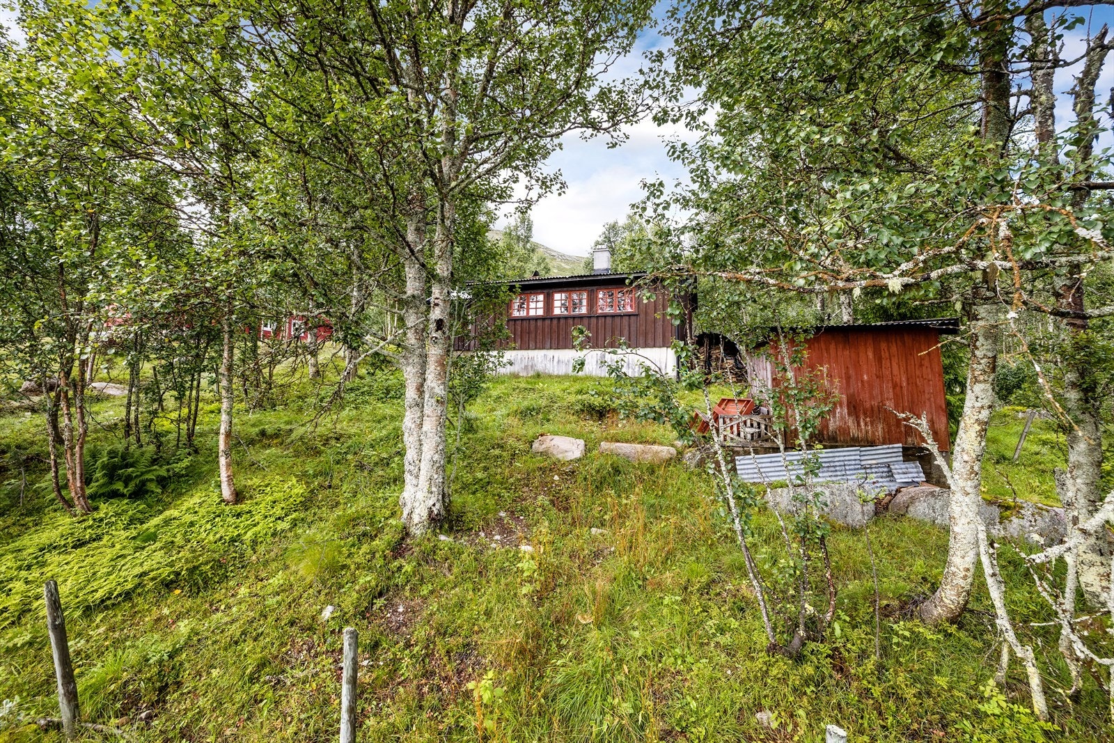 Hytta ligger usjenert til. Galleribilde