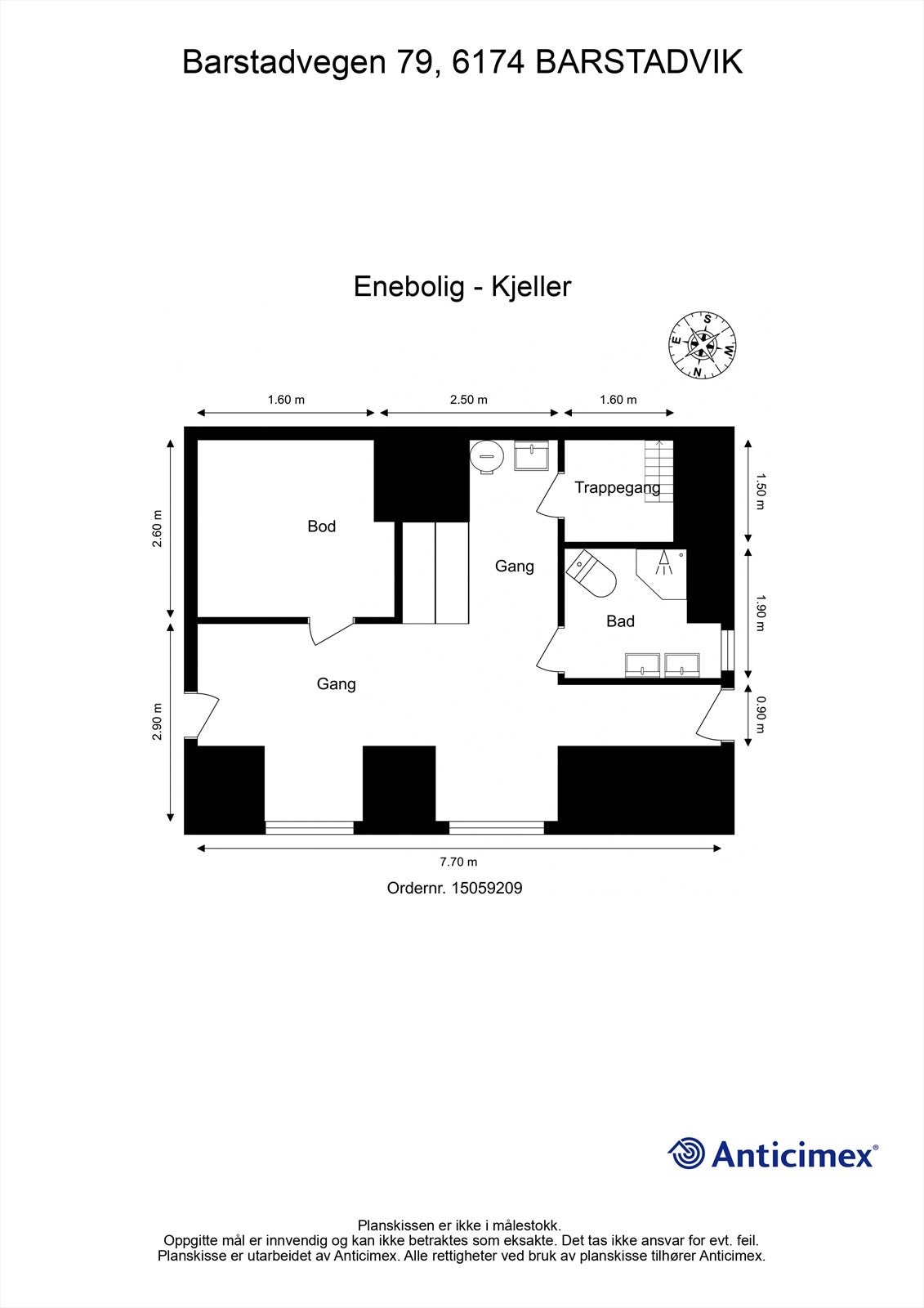 Målsatt plantegning kjeller Galleribilde