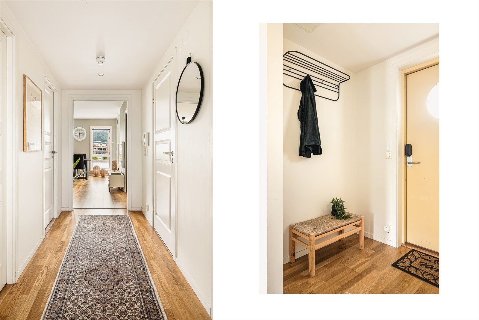 Fra svalgang kommer du inn til entré og gang. Bod (nederst t.v. i gang) supplerer fint med rom for yttertøy og sko. Galleribilde