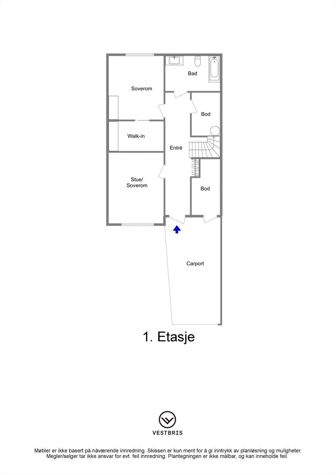 Plantegning - Spannatoppen 52, 5542 Karmsund - 1. Etasje - 2D Galleribilde
