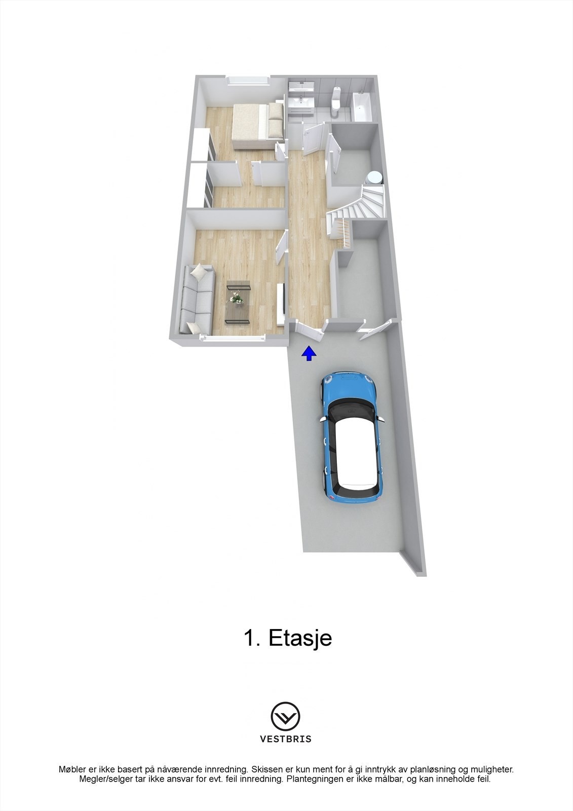 Plantegning - Spannatoppen 52, 5542 Karmsund - 1. Etasje - 3D Galleribilde