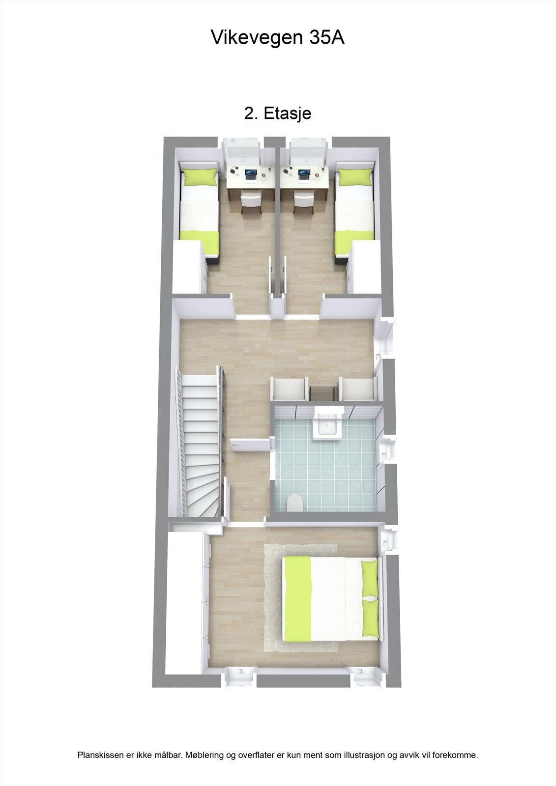 3 D plantegning 2. etasje Galleribilde