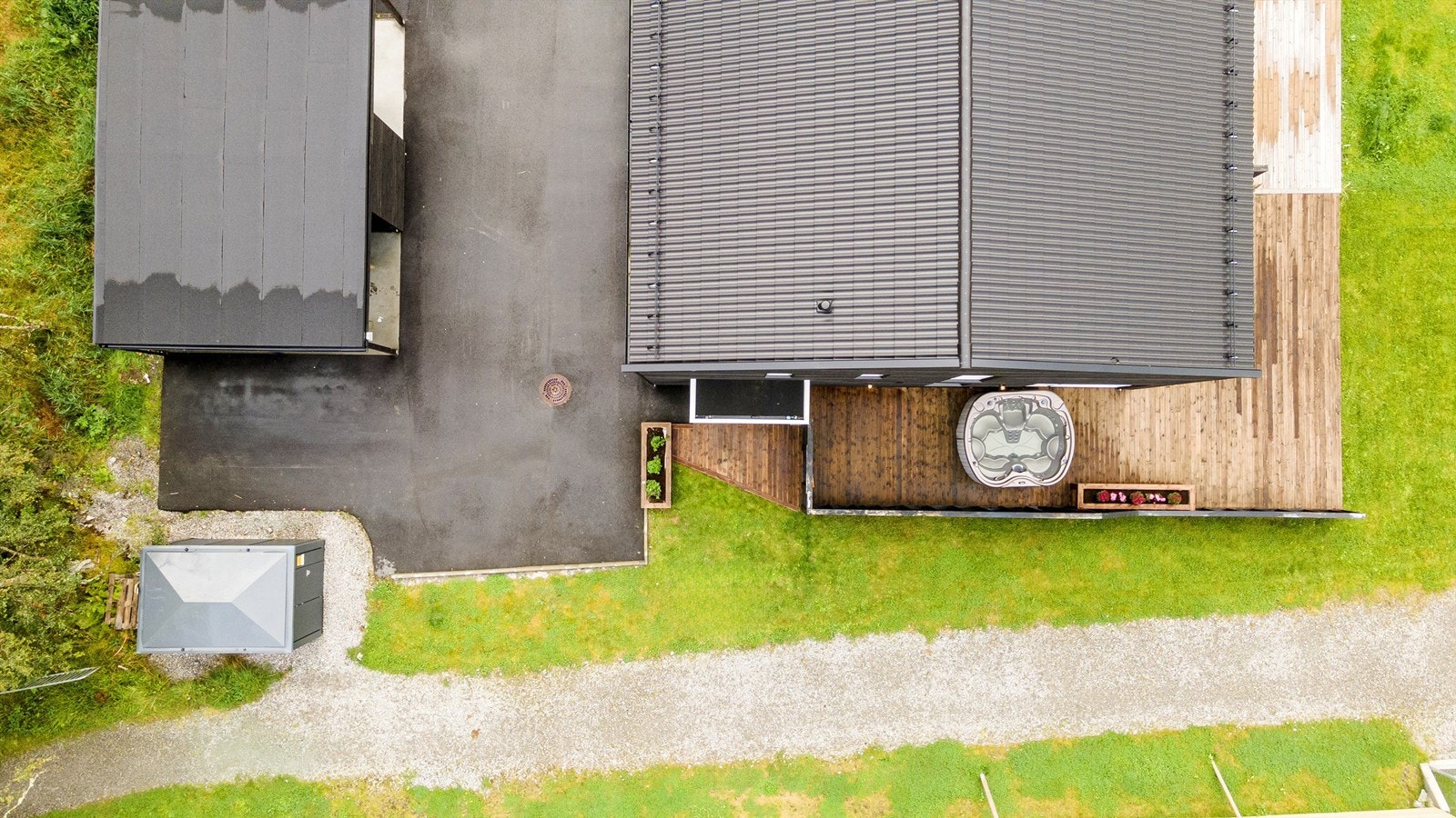 Eiendommen sett fra fugleperspektiv Galleribilde