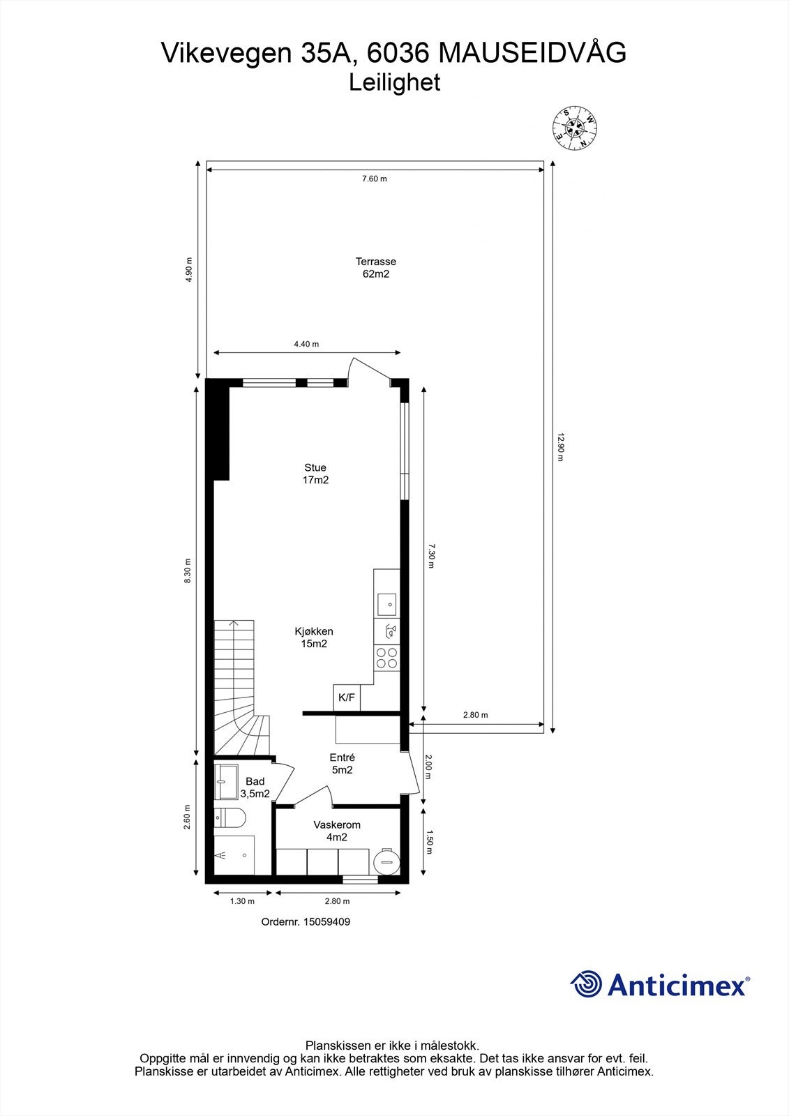 Målsatt plantegning 1. etasje Galleribilde