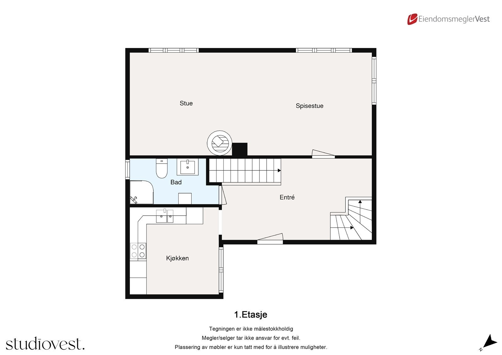 Plantegning 1. etasje Galleribilde