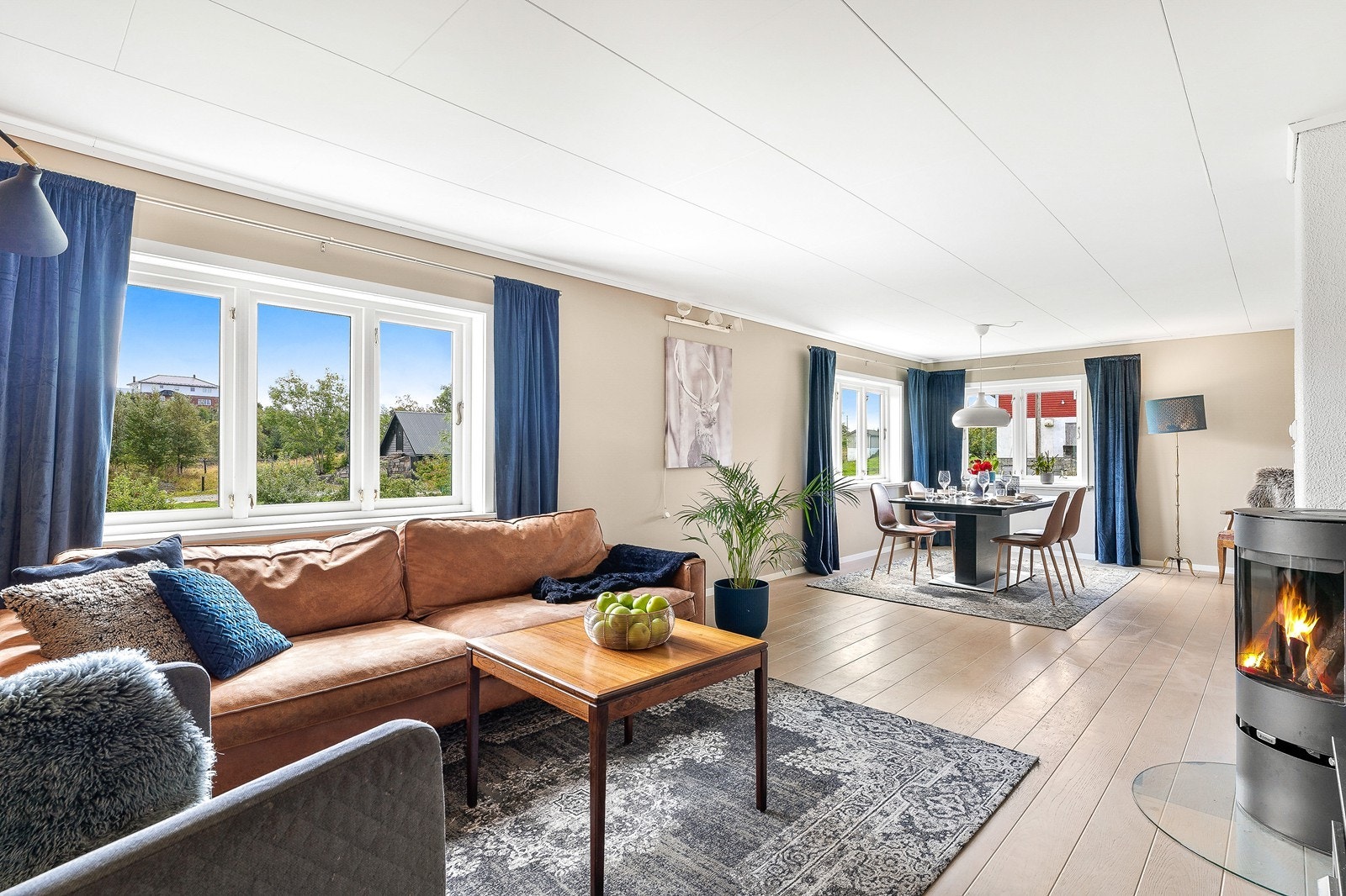 I stuen er det god plass til både spise -og sittegruppe. Galleribilde