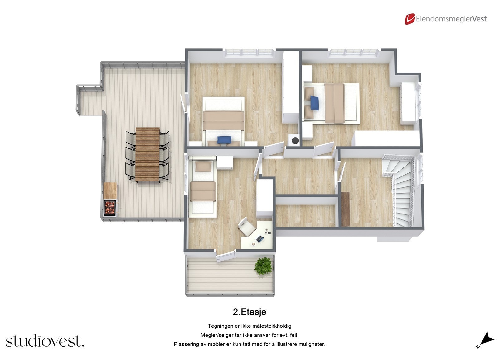 Plantegning 3D 2. etasje Galleribilde