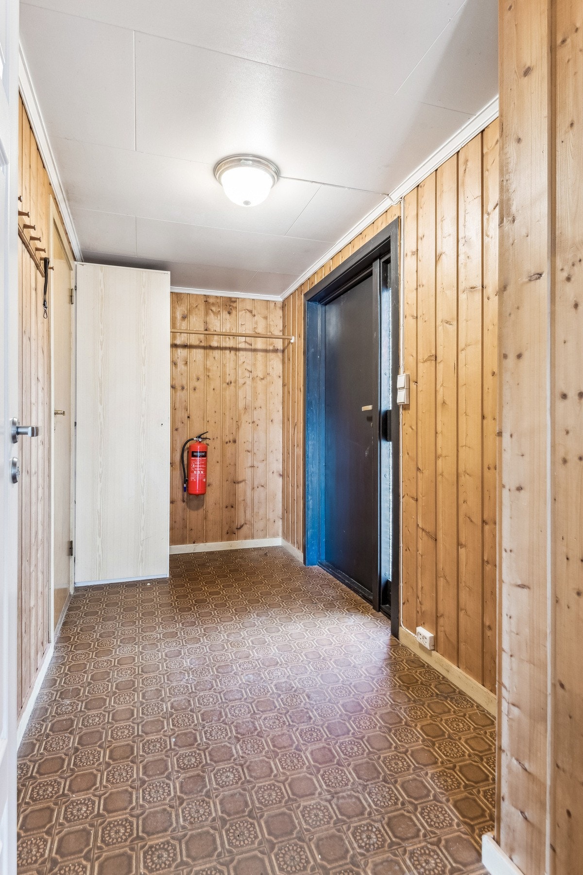 Inngangsdør og gang i underetasje. Galleribilde