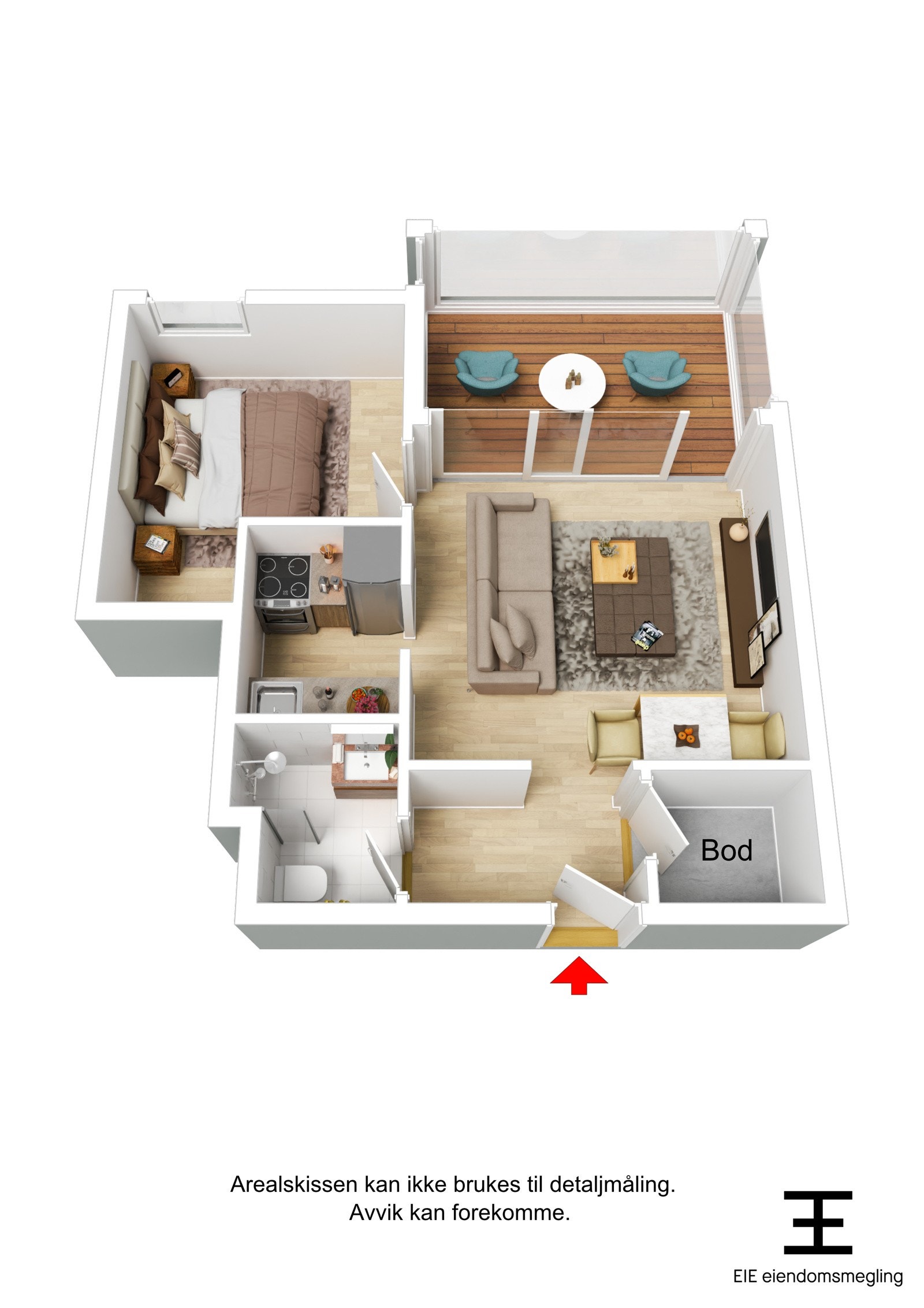 Boligens planntegning i 3D. Galleribilde