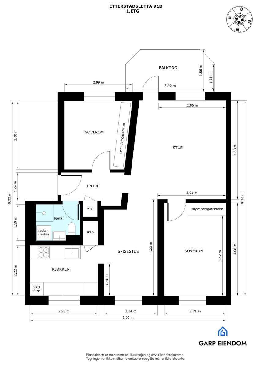 Plantegning i 2D med plantegning. Galleribilde