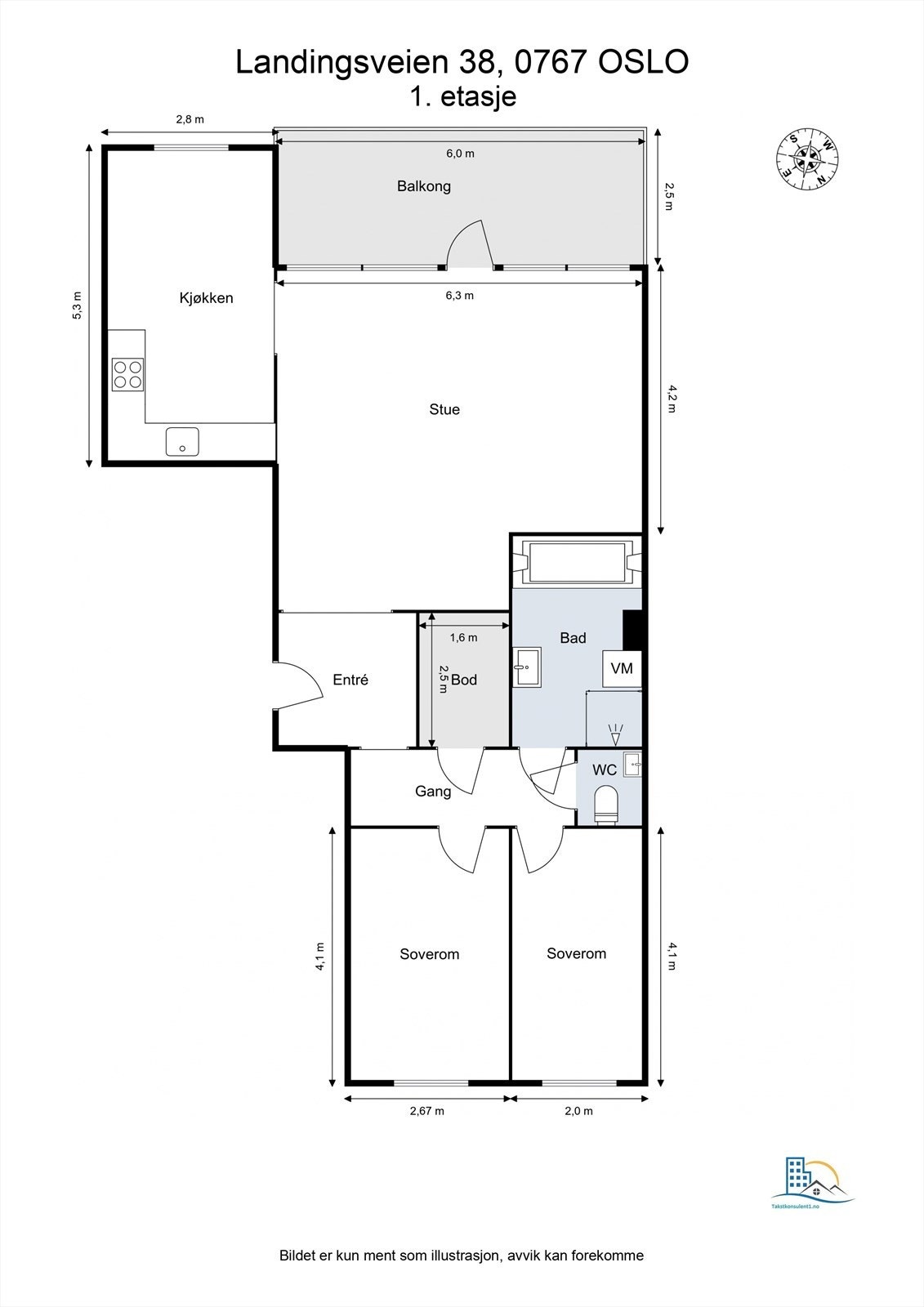 Plantegning for Landingsveien 38. Galleribilde