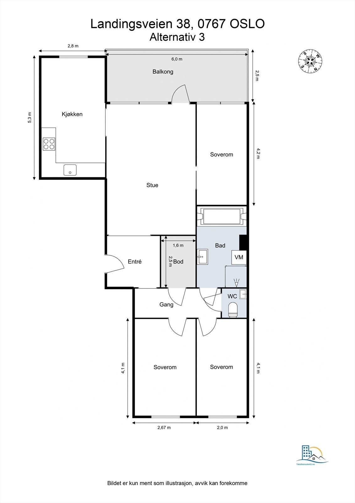 Alternativ plantegning for Landingsveien 38. Galleribilde