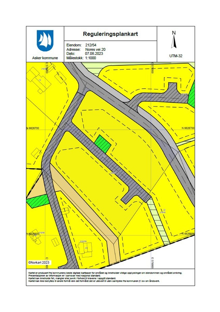 Reguleringsplankart fra kommunen. Galleribilde