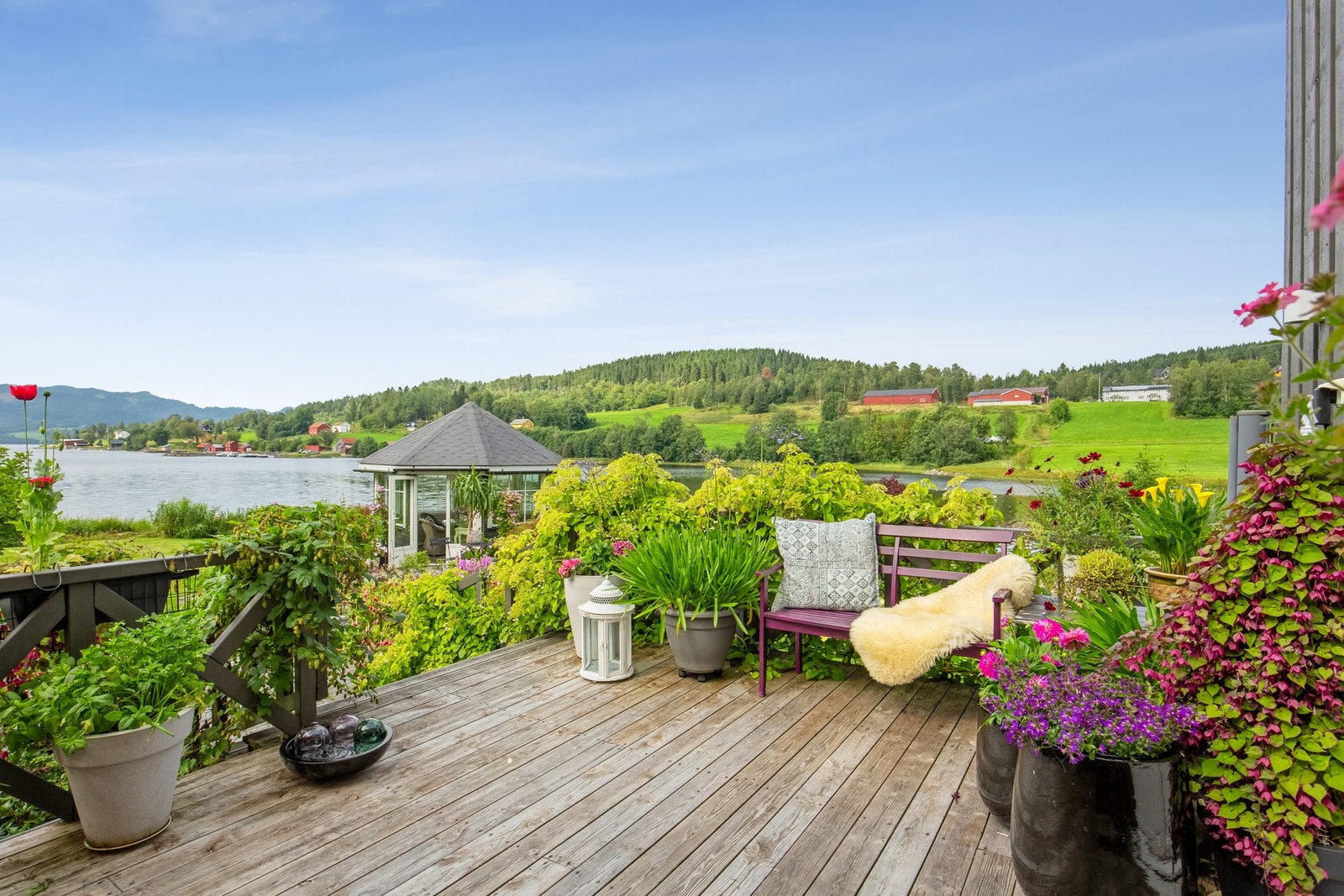 Flott hageområde som er rikelig beplantet Galleribilde