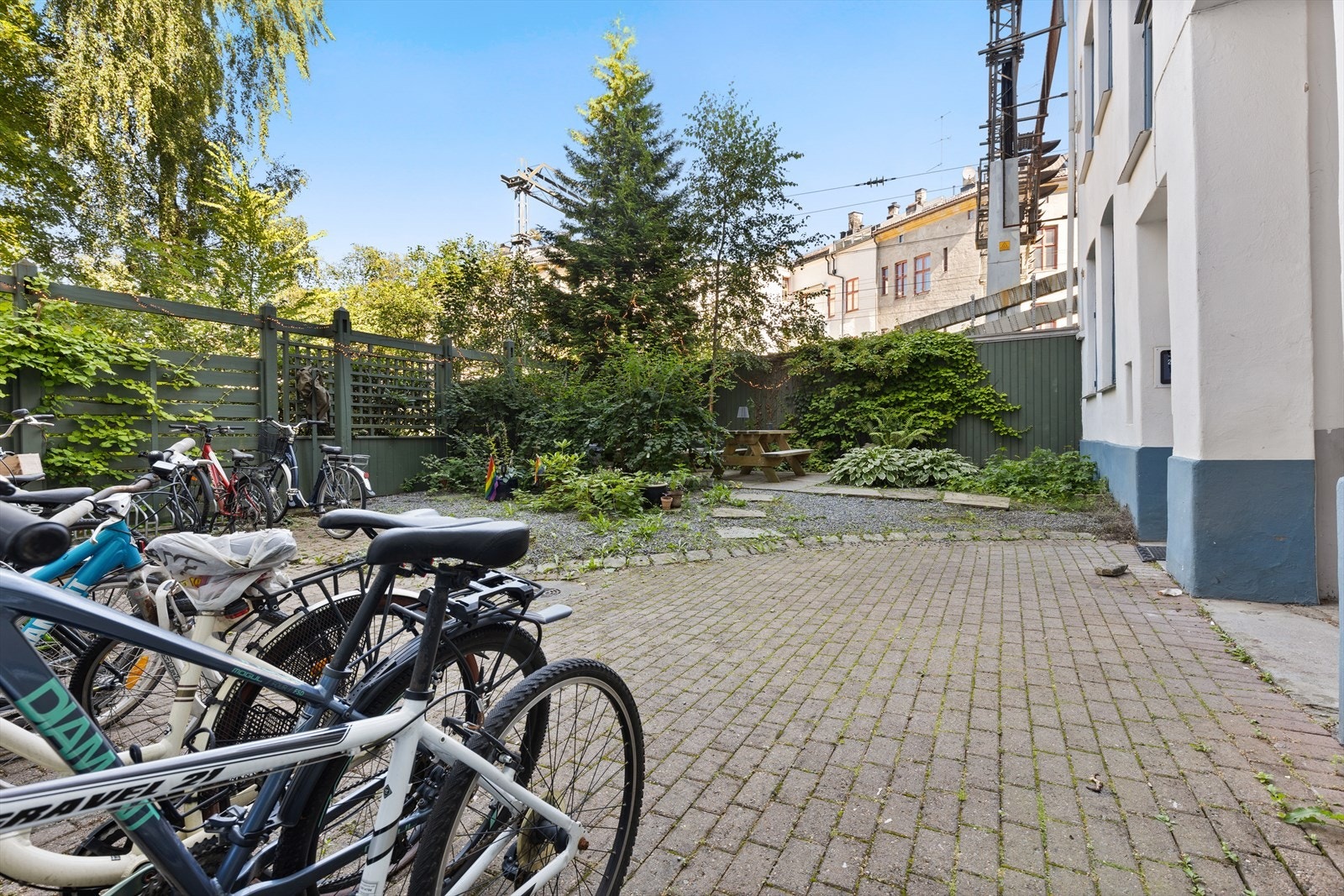 Sykkelparkering i bakgården. Galleribilde