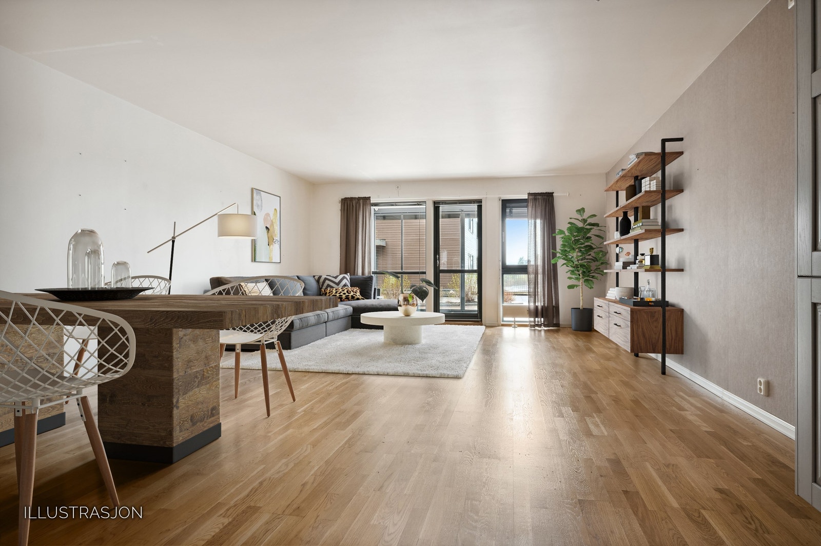 Forslag til hvordan man kan innrede stuen på en pen og praktisk måte. Galleribilde