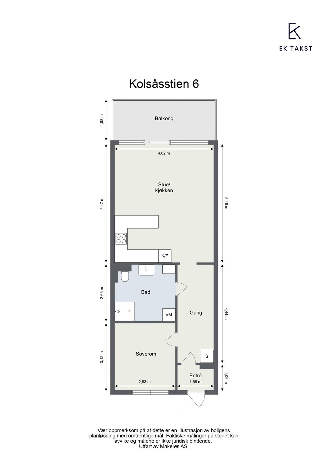 Kolsåsstien 6 - 2D Floor Plan. Galleribilde