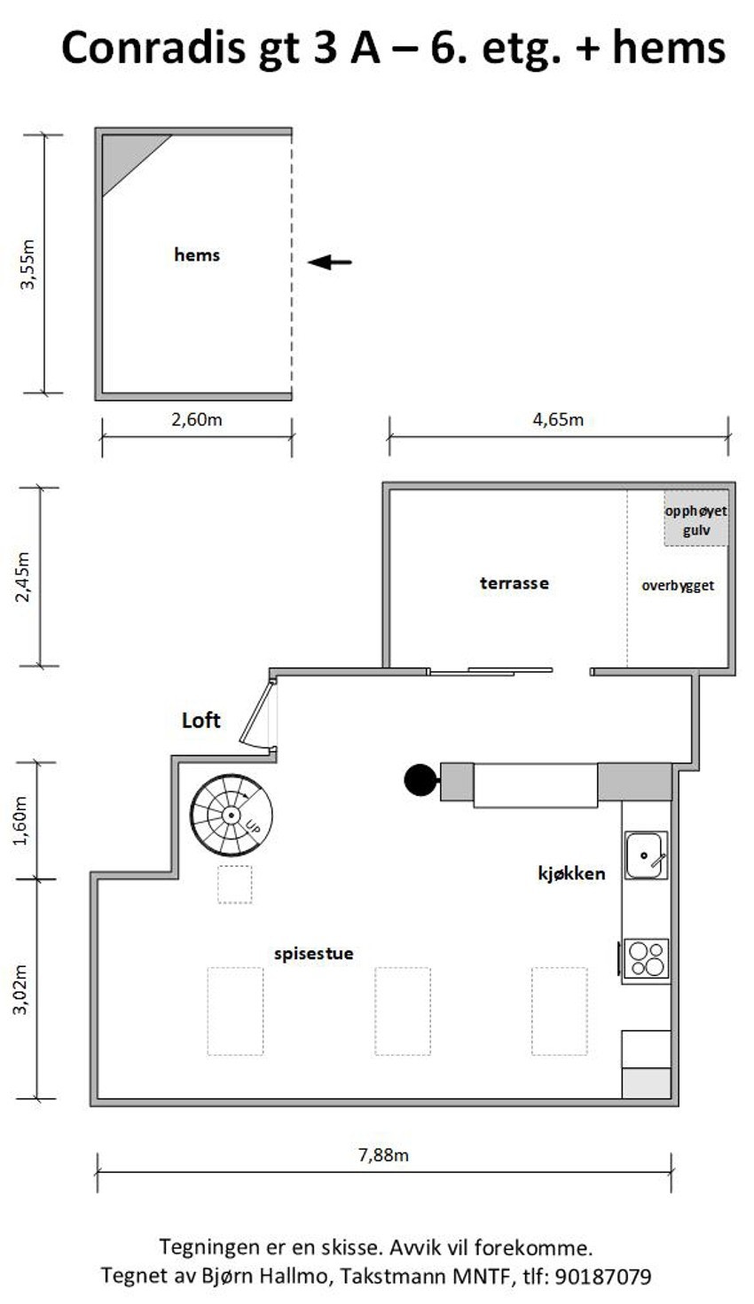 - Plantegning for boligens loftsetasje - Galleribilde