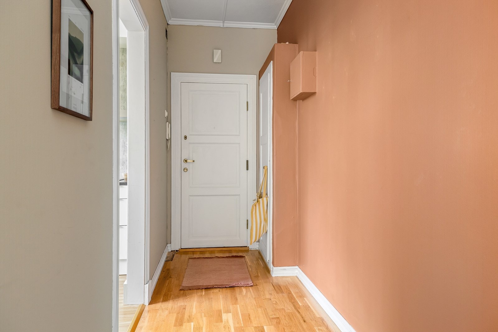 Entrè med praktisk skap for oppbevaring. Leiligheten disponerer 2 boder i kjelleren og 1 på loftet Galleribilde