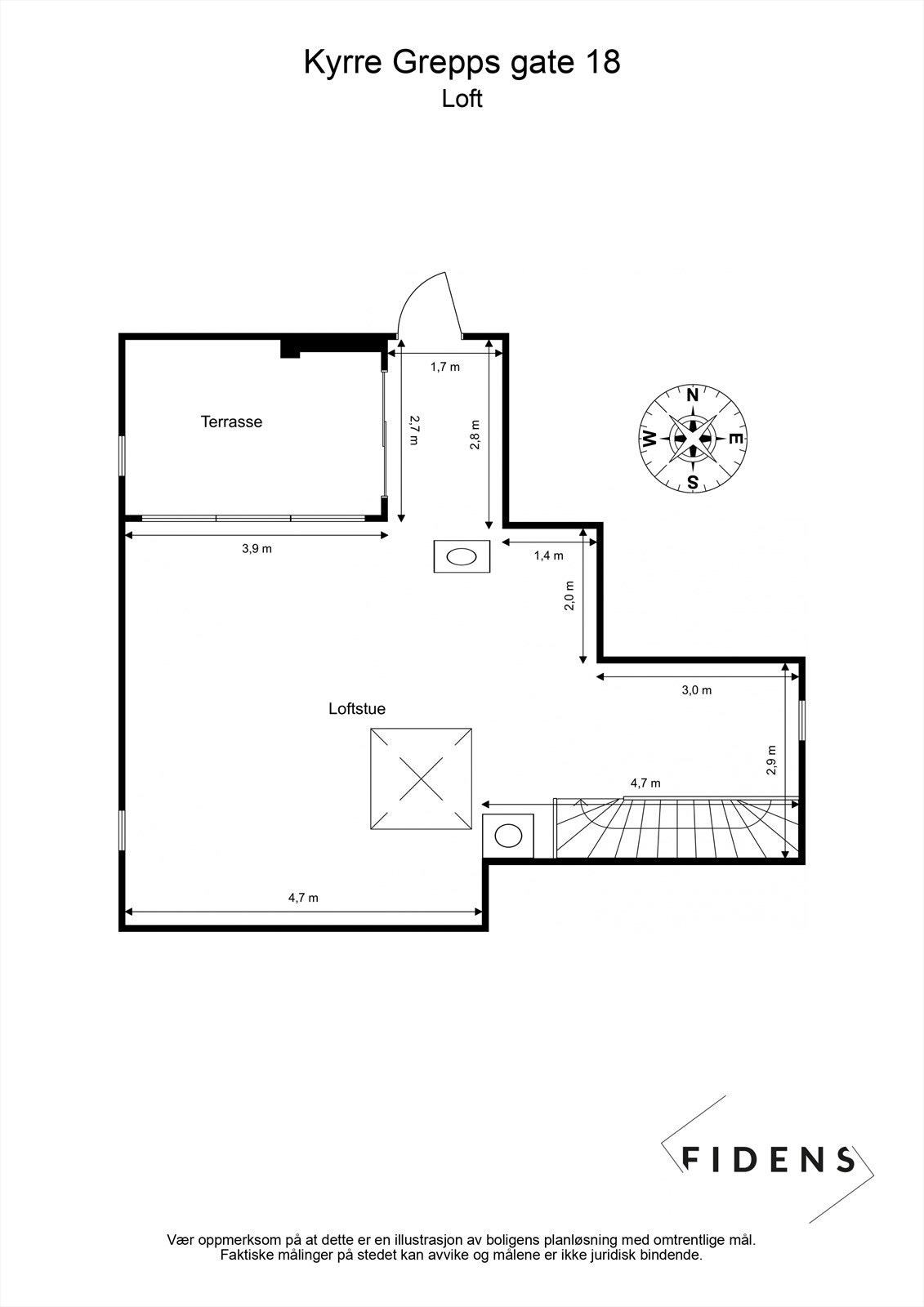Plantegning loftstuen. Galleribilde
