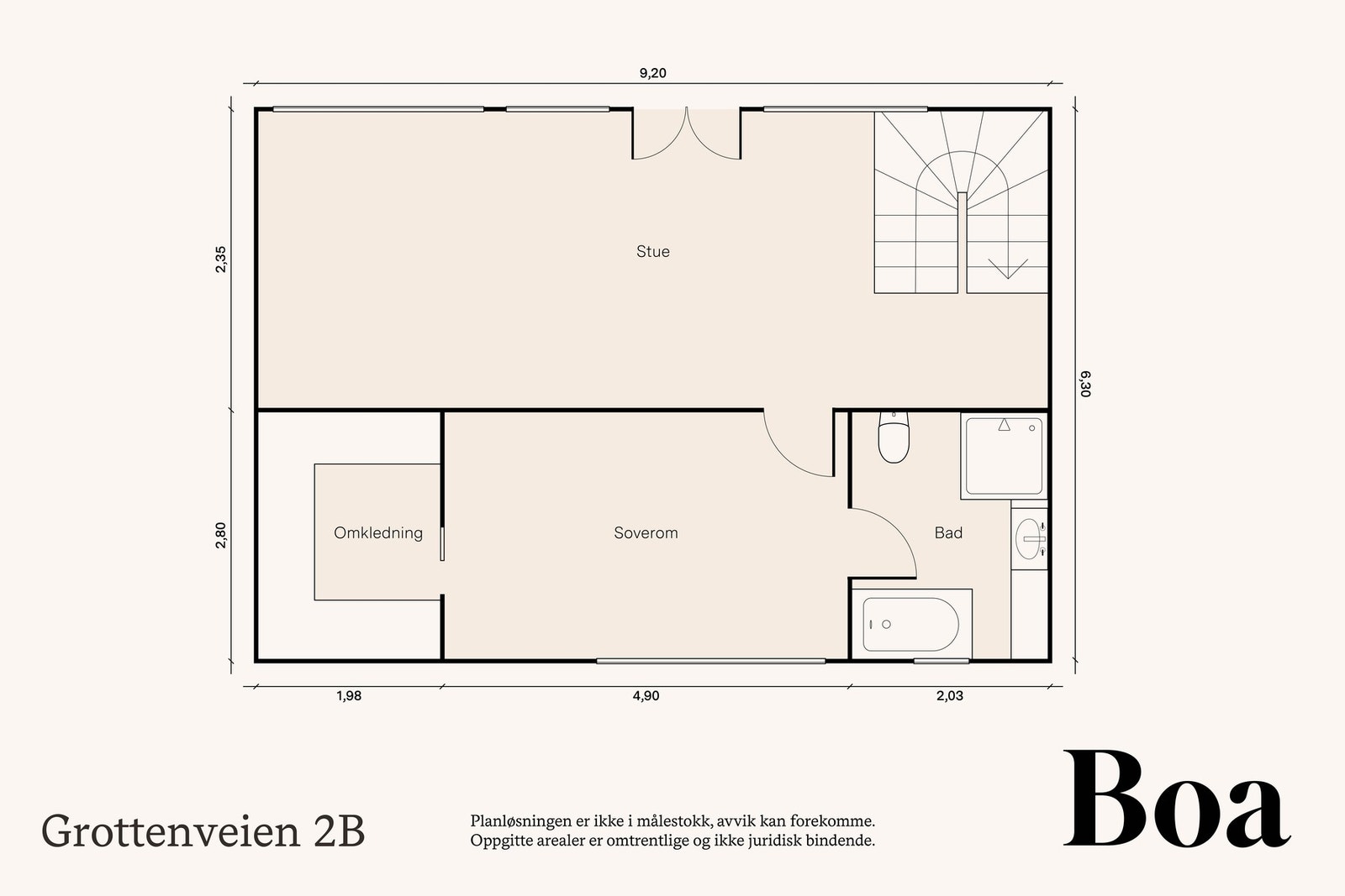 2. etasje: Stue m/trapp, soverom, omkledningsrom og bad. Galleribilde
