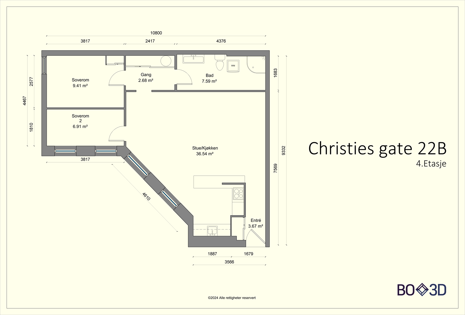 Målsatt plantegning. Galleribilde
