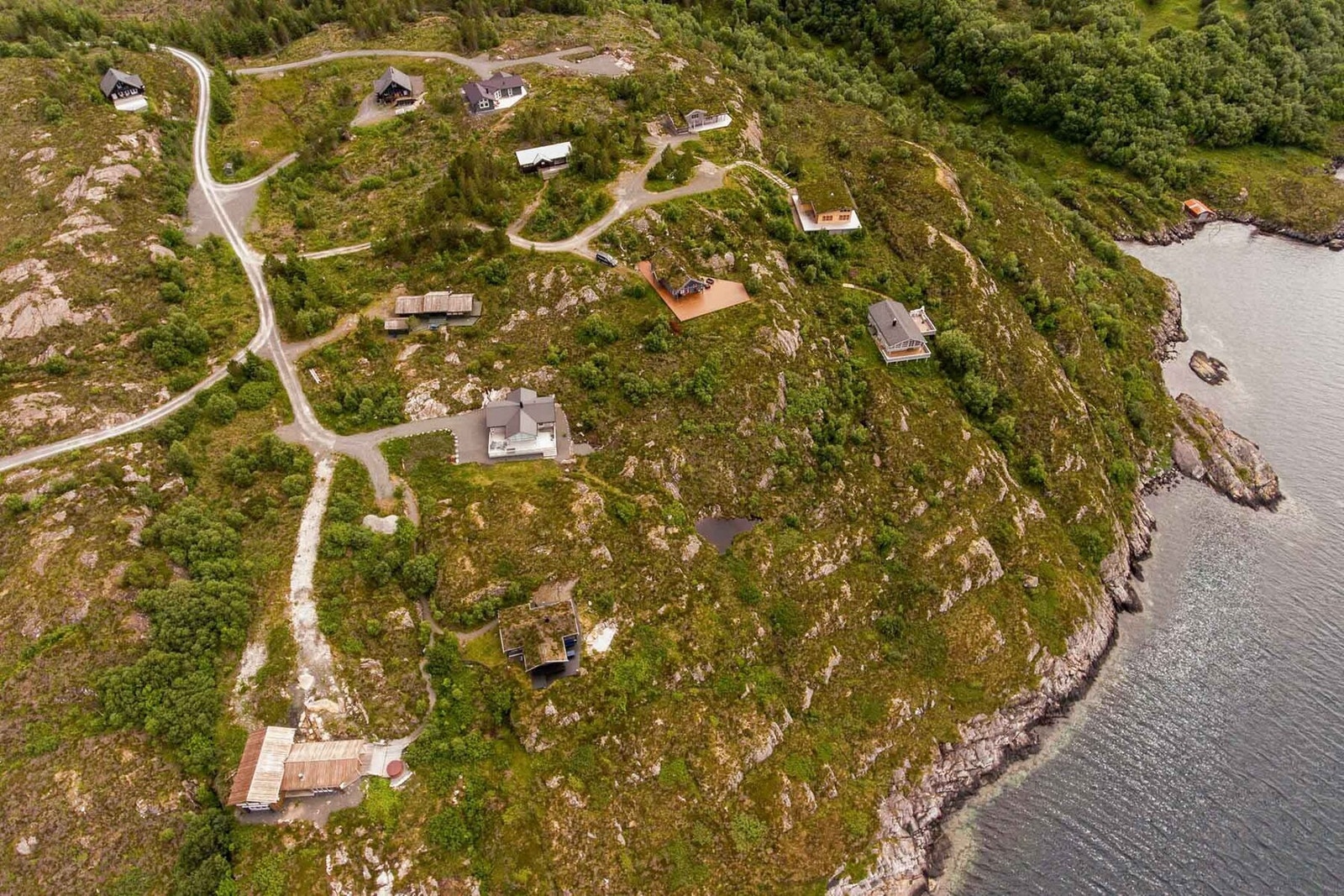 Dronefoto over tomtene. Foto fra 2016 Galleribilde