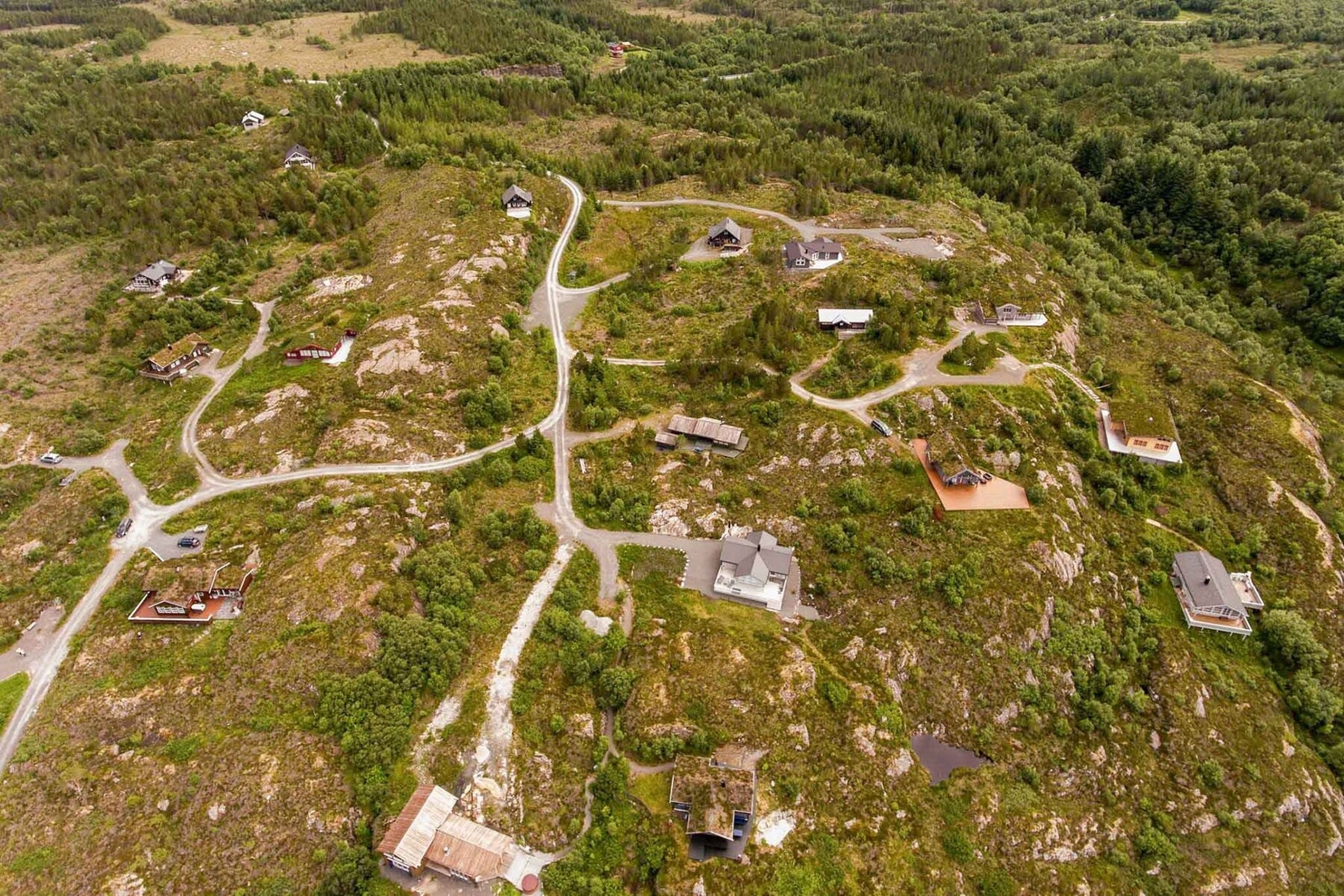 Dronefoto over tomtene. Foto fra 2016 Galleribilde