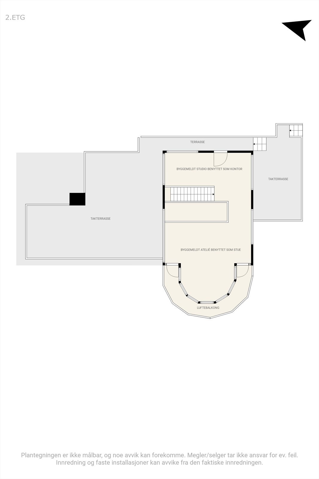 Plantegning 2.etg med uteplasser. Galleribilde